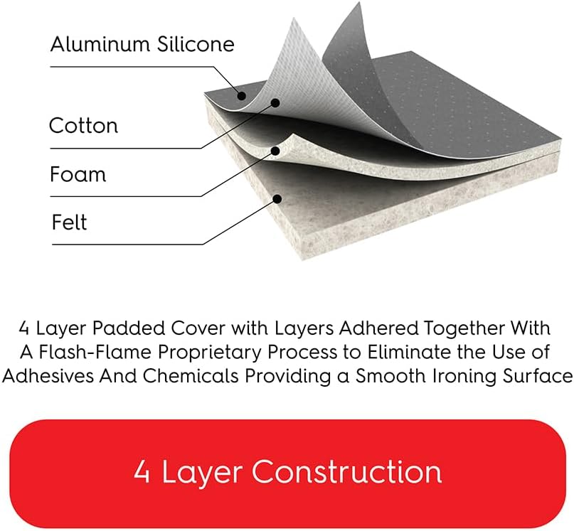 TIVIT Ironing Board Cover 13 x 30, Made in Italy. Pro Grip Pad Covers w/3 Fastener Straps & Pull Bungee Cord - Durable Scorch & Stain Resistant Padded Layers, Heat Reflective AlumiTek PRO Top Coat