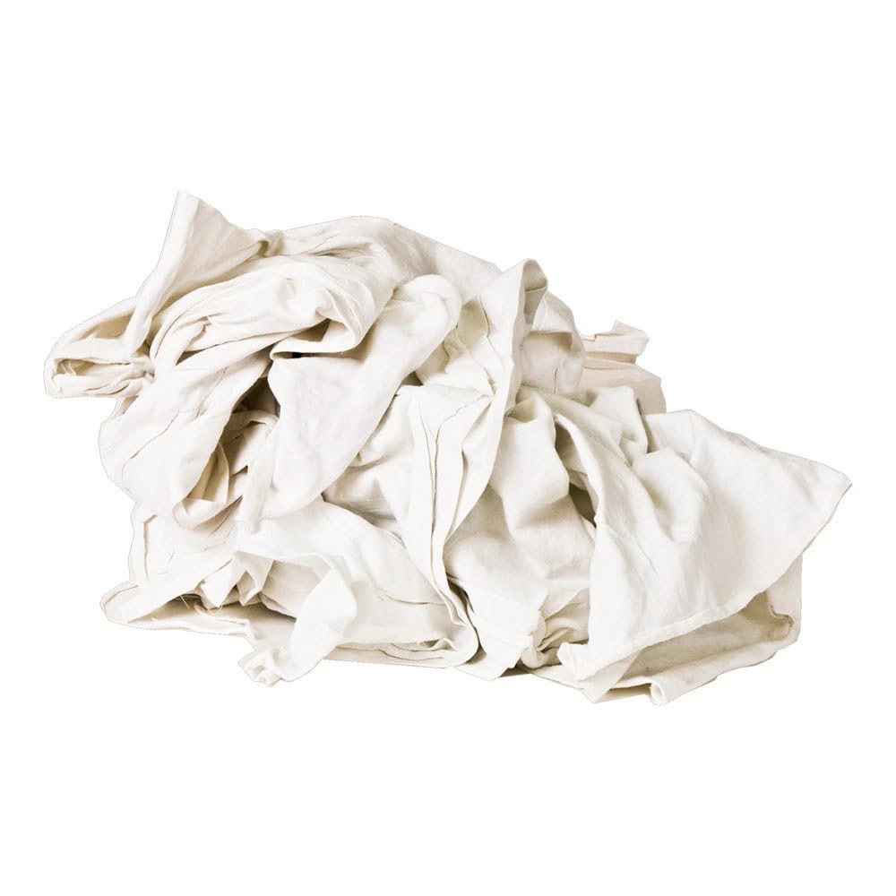 """Pro Source Virgin Cotton T-Shirt Rag - Low-Lint, White, 3 to 4 Pieces per Lb, Comes in Box"""