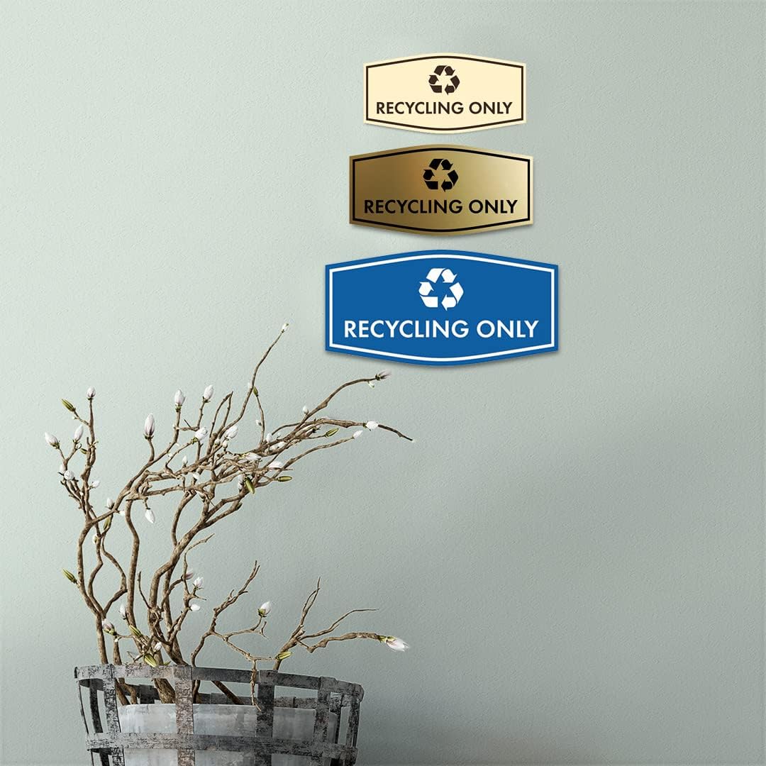 Fancy Recycling Only Sign (Black/Silver) - Large