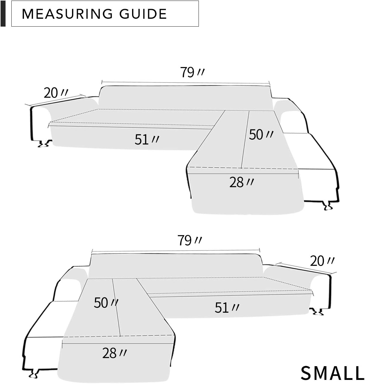 Easy-Going L Shape Sectional Sofa Cover - Reversible Chaise Lounge Slipcover, Pet & Kid Friendly (Small, Beige/Beige)