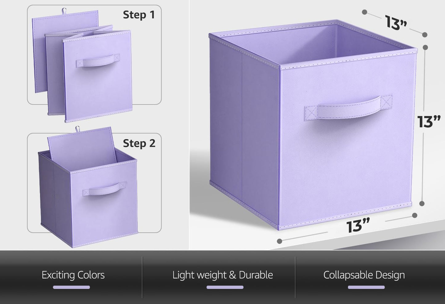 Sorbus Fabric Storage Cubes - 6 Foldable Storage Bins for Organizing Pantry, Cubbies, Toy Box - Clothes Storage & Closet Organizer - 13 Inch Collapsible Cube Baskets for Shelves with Handle