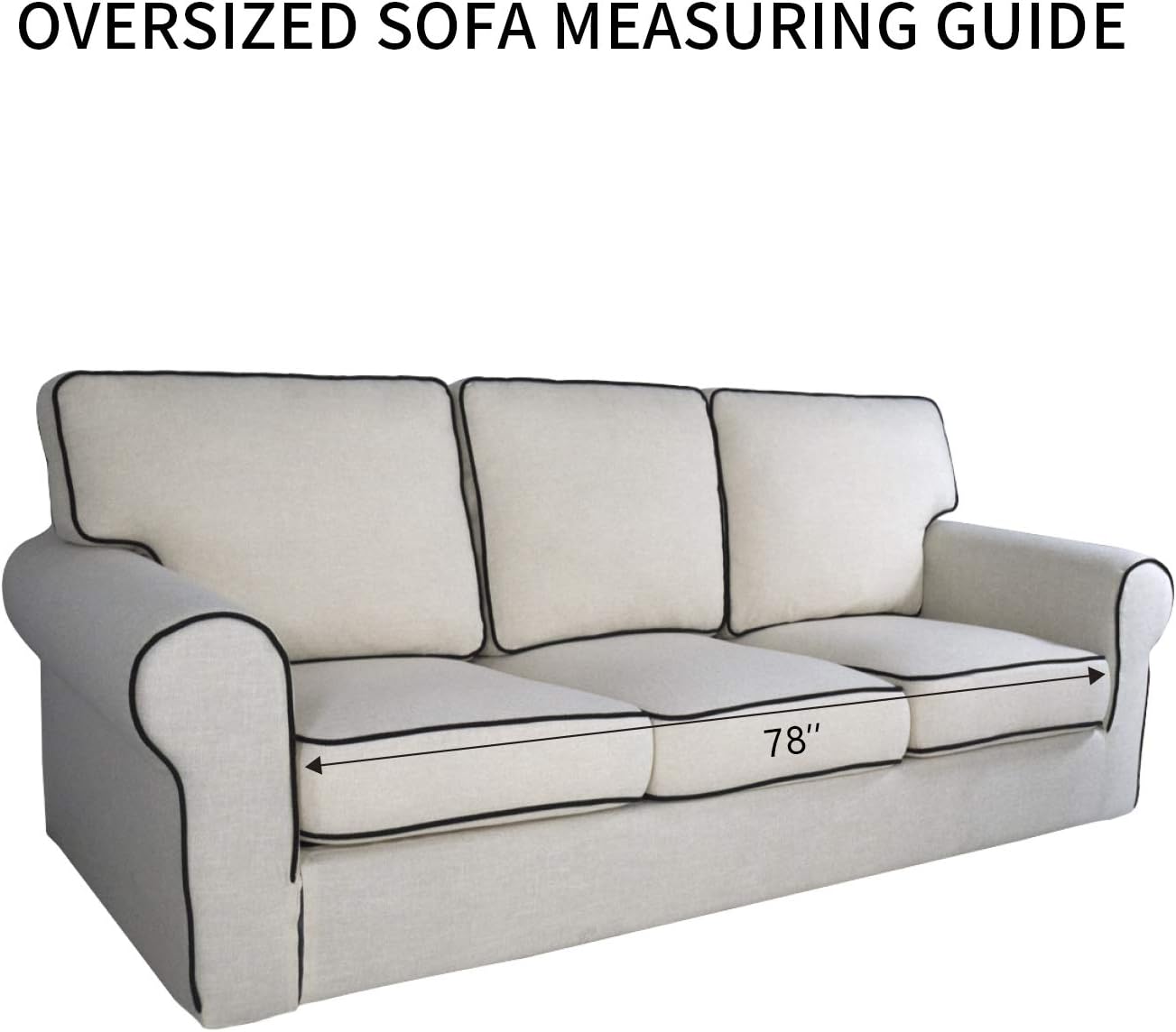 PureFit Reversible Quilted Sofa Cover, Water Resistant Slipcover Furniture Protector, Washable Couch Cover with Non Slip and Elastic Straps for Kids, Pets (Oversized Sofa, Light Gray/Ivory)