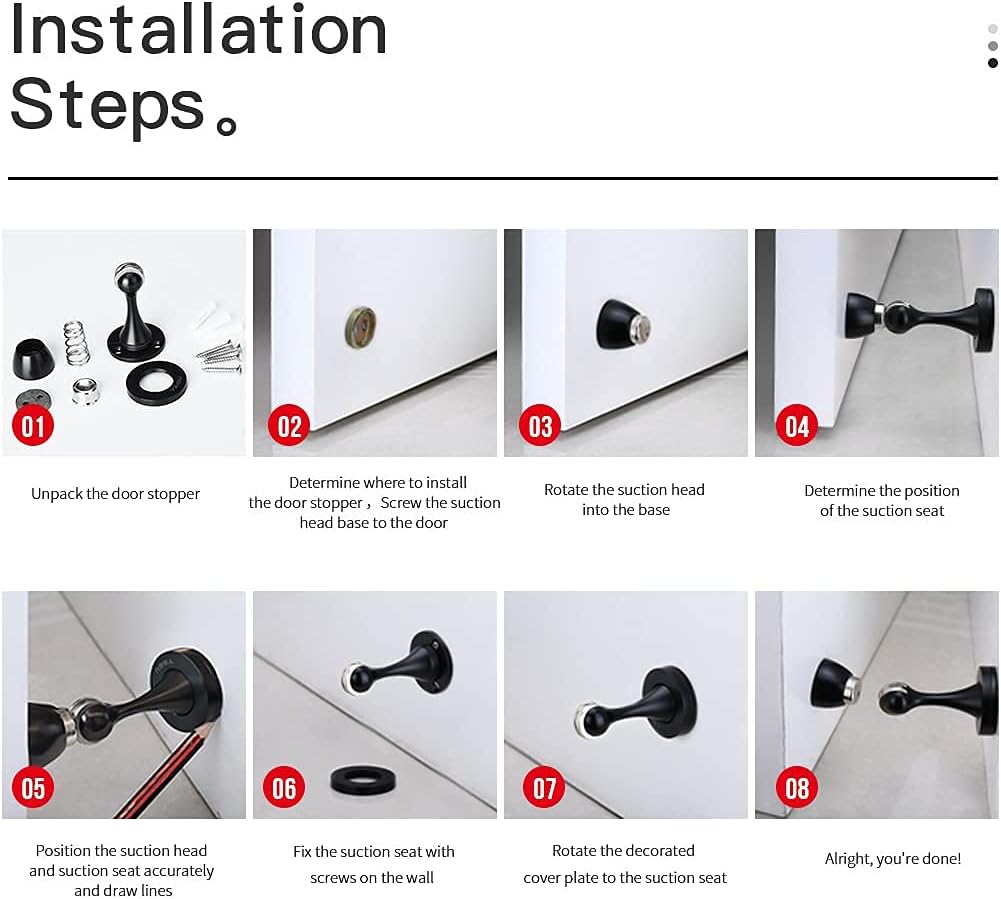 YAGU Magnetic Door Stopper 2 Pack, Zinc Alloy Brushed Bronze Door Stops Door Catch Holder Wall Floor Mounted, Magnet Metal Soft-Catch