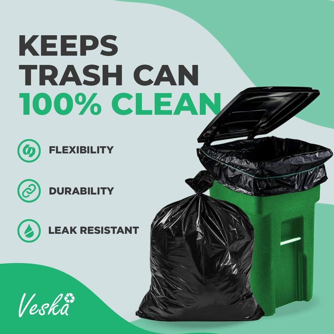 95 Gallon Trash Bags Heavy Duty | Mega-Value Pack 72 Bags | Extra Large Black Can Liners | 90-100 Gallon Trash Bags | 96 Gallon Big Garbage Bags (Black)