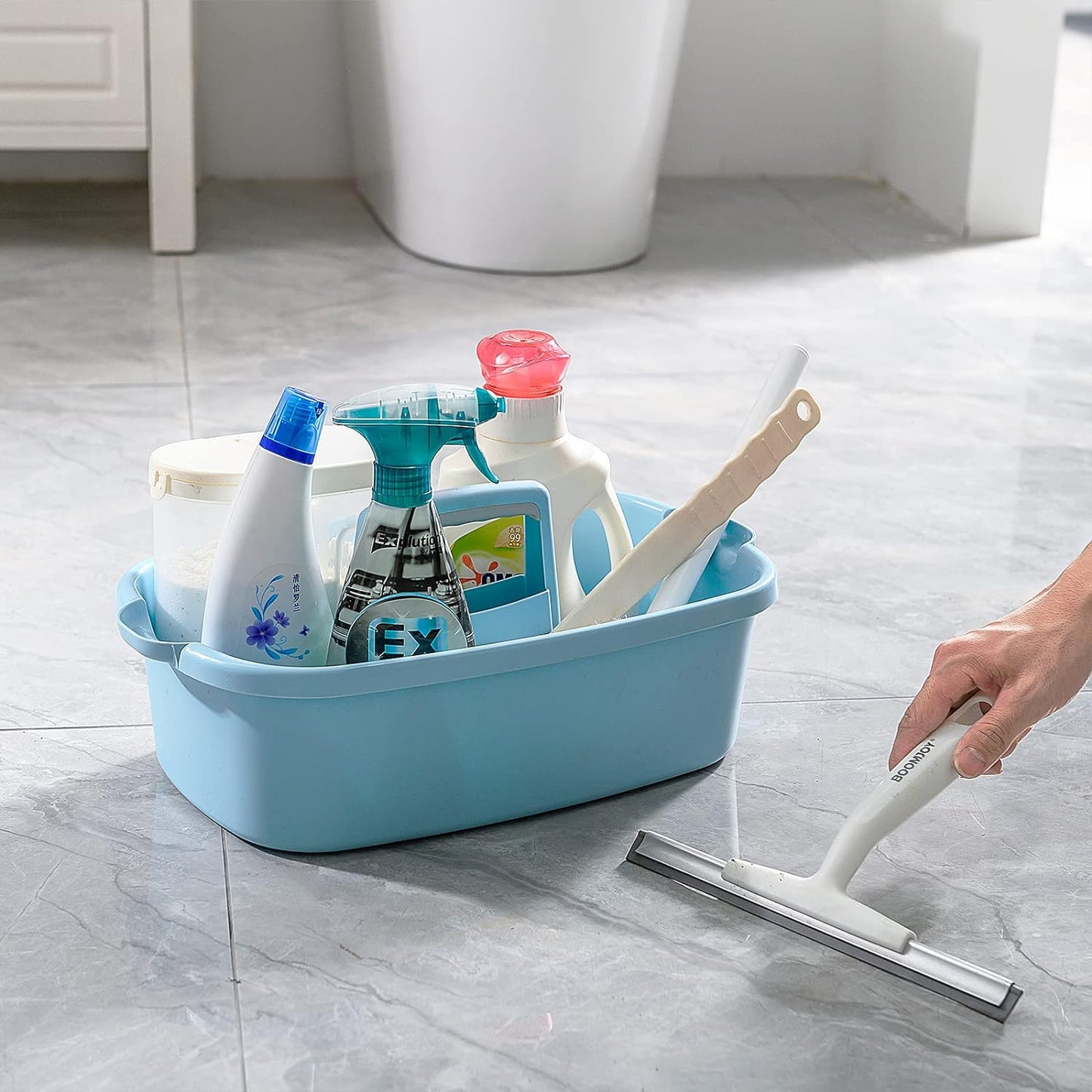 2-Pack Multi-Purpose Plastic Cleaning Caddy with Handle, Shower Caddy Organizer - Storage Basket/Totes Portable for Bathroom Supplies, Cleaning Products, Under Sink Tool. (Gray)