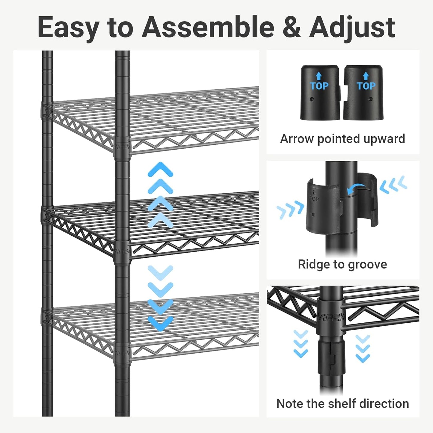 VIPEK Classic V6 Plus Wire Garment Rack Heavy Duty Clothing Rack for Hanging Clothes, Metal Freestanding Closet Wardrobe Rack Portable Clothes Rack, 84.7" L x 15.8" W x 76.4" H, Load 1120lbs, Black