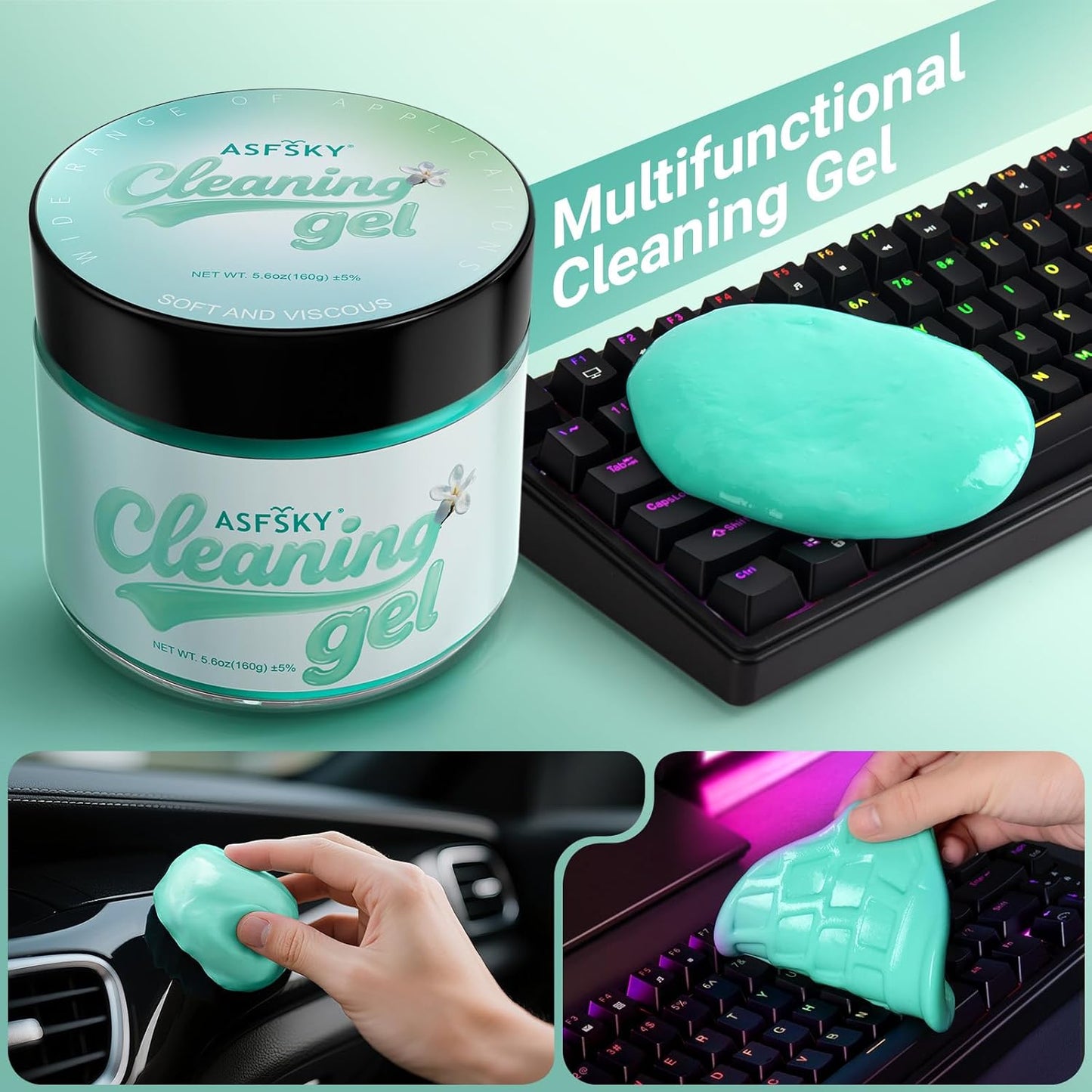 ASFSKY Car Cleaning Gel (Aromatherapy aroma) Dust Cleaning Putty Universal Car Interior Cleaner Keyboard Dust Remover Car Slime Gifts for Men Women girl(4 pack)