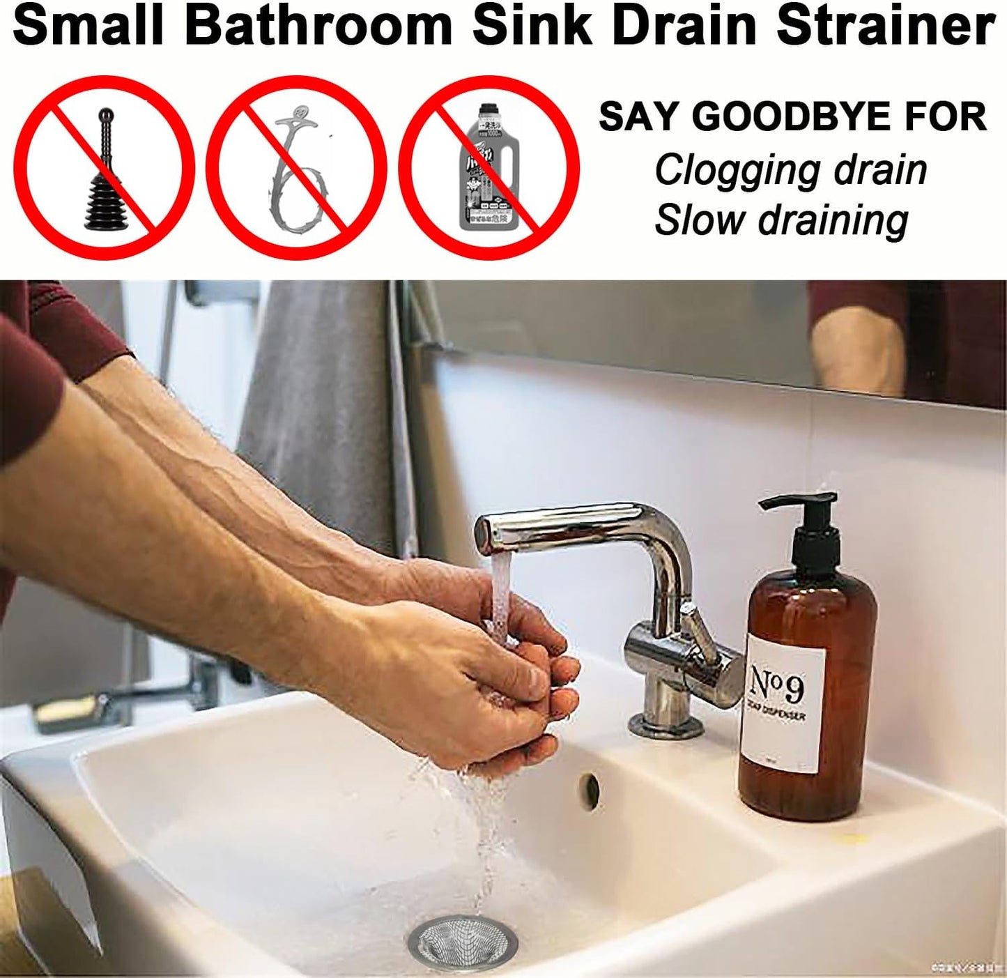 1.0" Bathroom Sink Drain Strainers, 6PCS Drain Hair Catchers for Laundry, Mop Pool, Utility, Slop, RV Sink, Stainless Steel Drain Filter