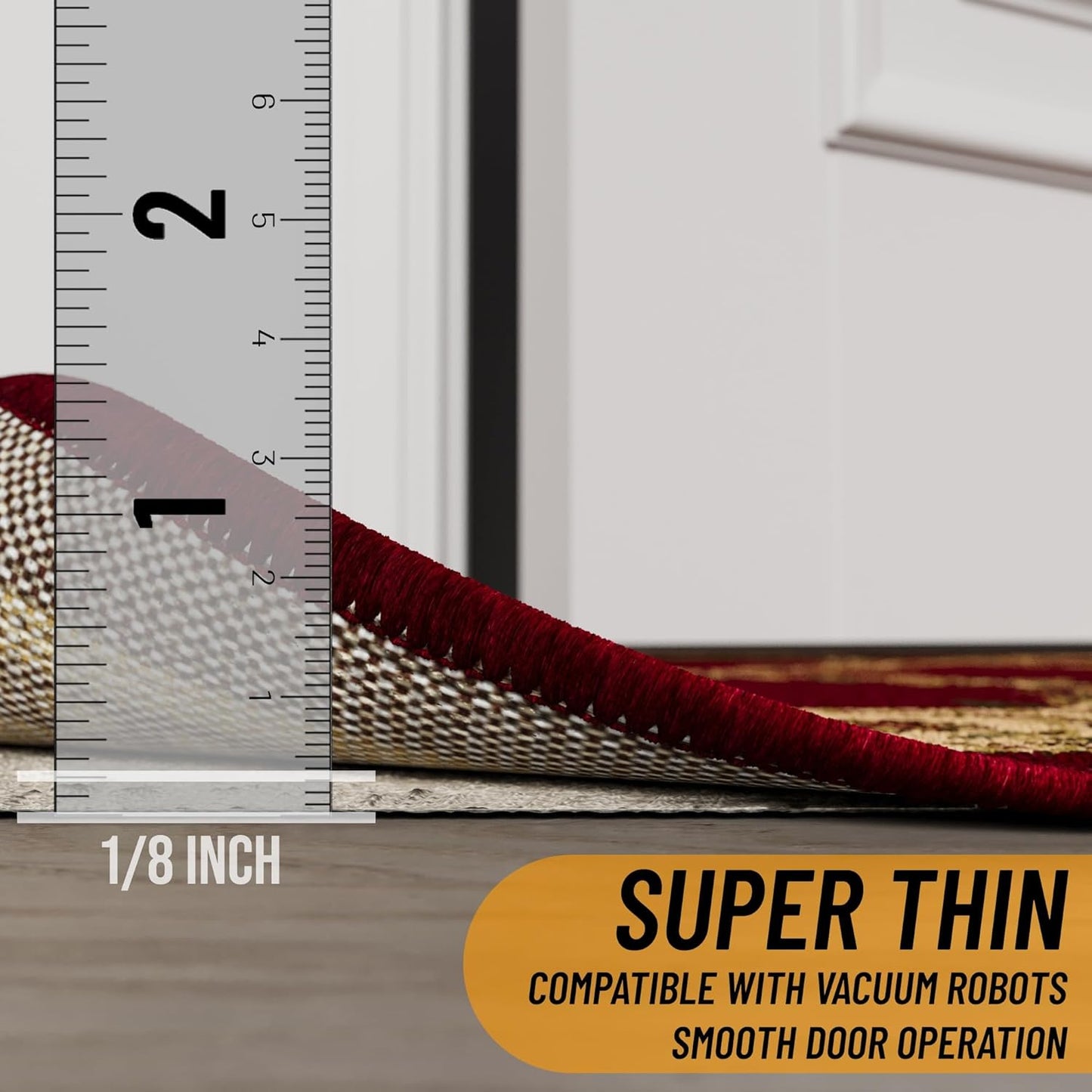Ottomanson 7'8" x 12' Non-Slip Rug Pad Gripper 1/12 Inch Ultra Thin Dual Surface Felt + Rubber Gripper - Safe for All Floors, Cream