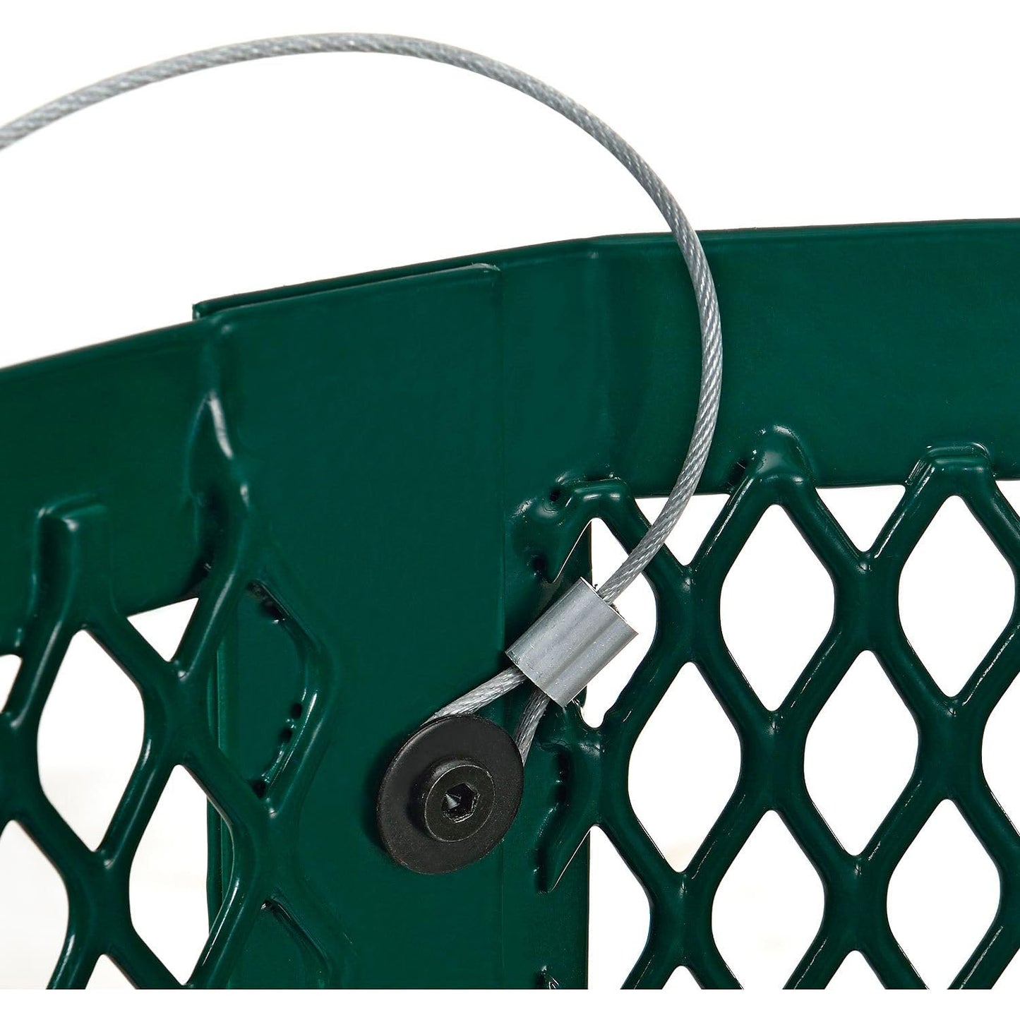 Global Industrial Outdoor Diamond Steel Trash Can with Flat Lid and Plastic Liner, 36 Gallon Capacity, Green, Thermoplastic Coating, 23-1/2" Diameter, 30" H