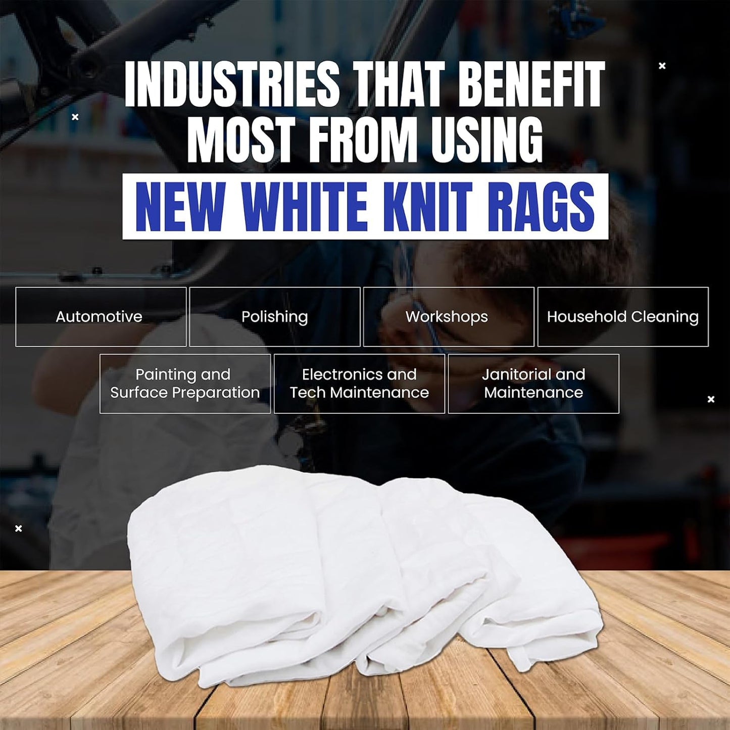 Premium White T-Shirt Cleaning Rags (600 lbs. Pallet 24x25 lbs. Bag of Rags) โ White Cotton Rag for Cleaning, Staining, Painting, Oil, Grease & Dust Removal โ Shop Rags Bulk
