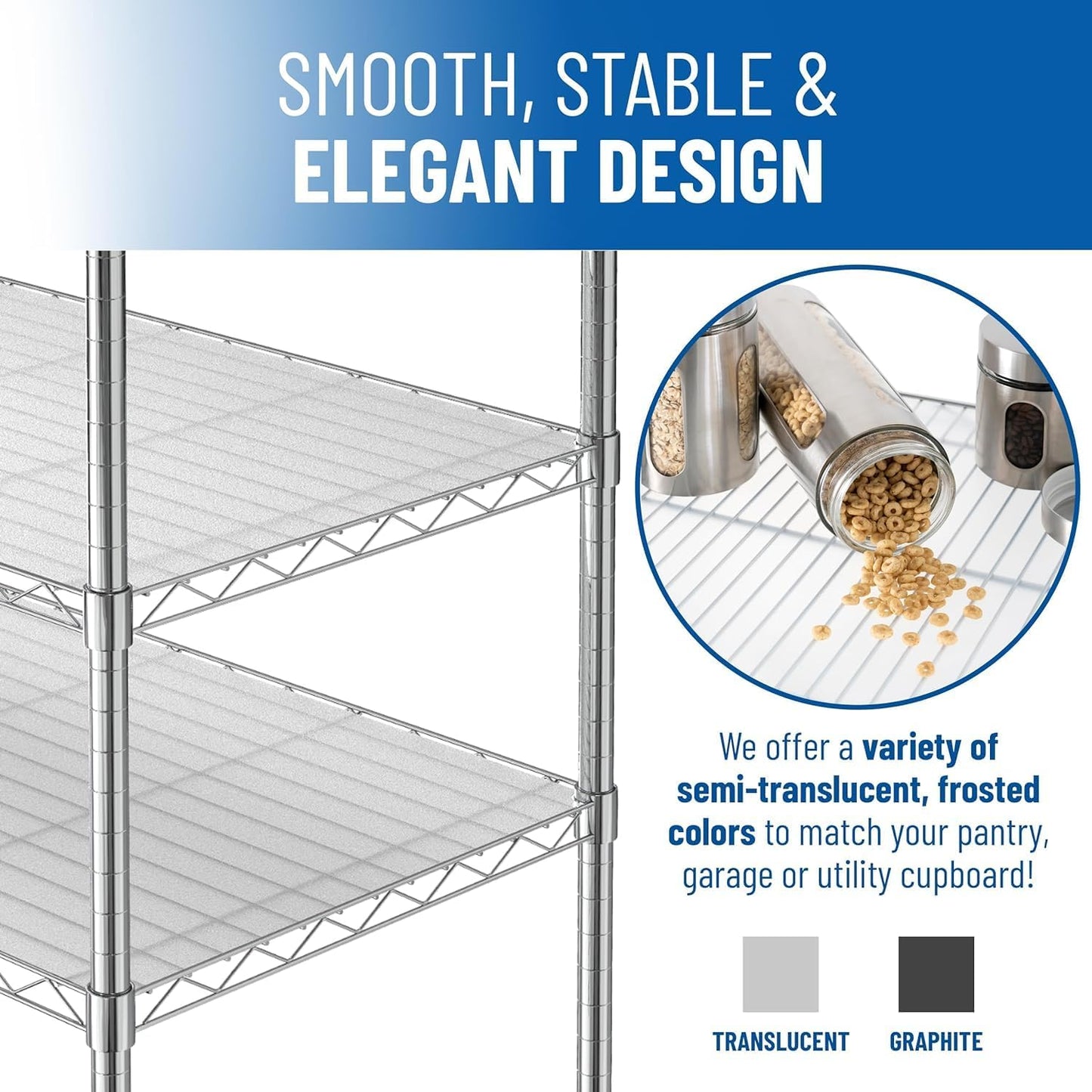 Shelf Liners for Wire Shelf System: Set of 5 in Clear: 18 x 60 inch: Plastic Wire Shelving Shelf Mats
