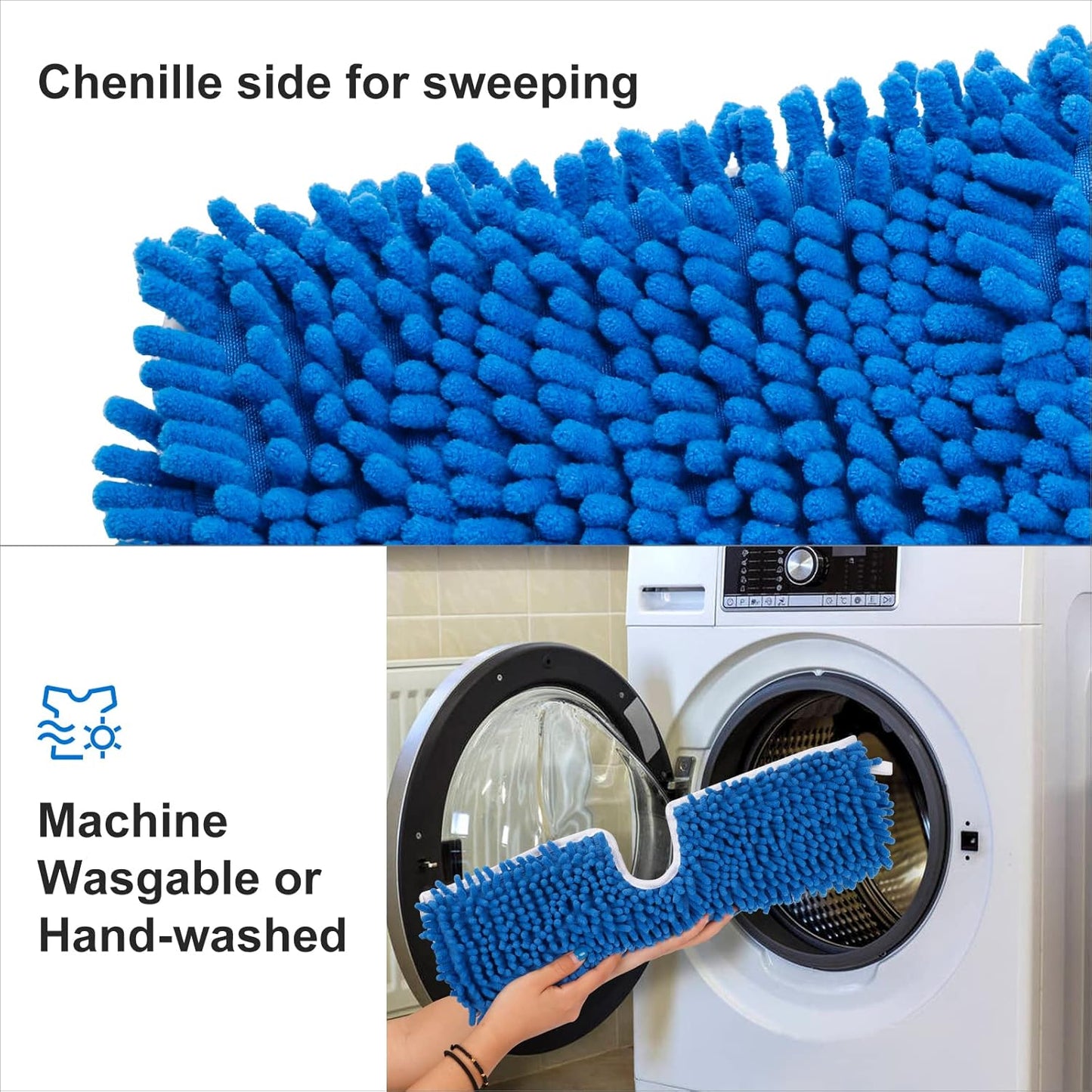 3 Pack Mop Heads Replacement Compatible for Oceda Dual-Action Flip System, Dry and Wet Used, Chenille Double Sided Mop Refills Head for Most Hardwood Floors