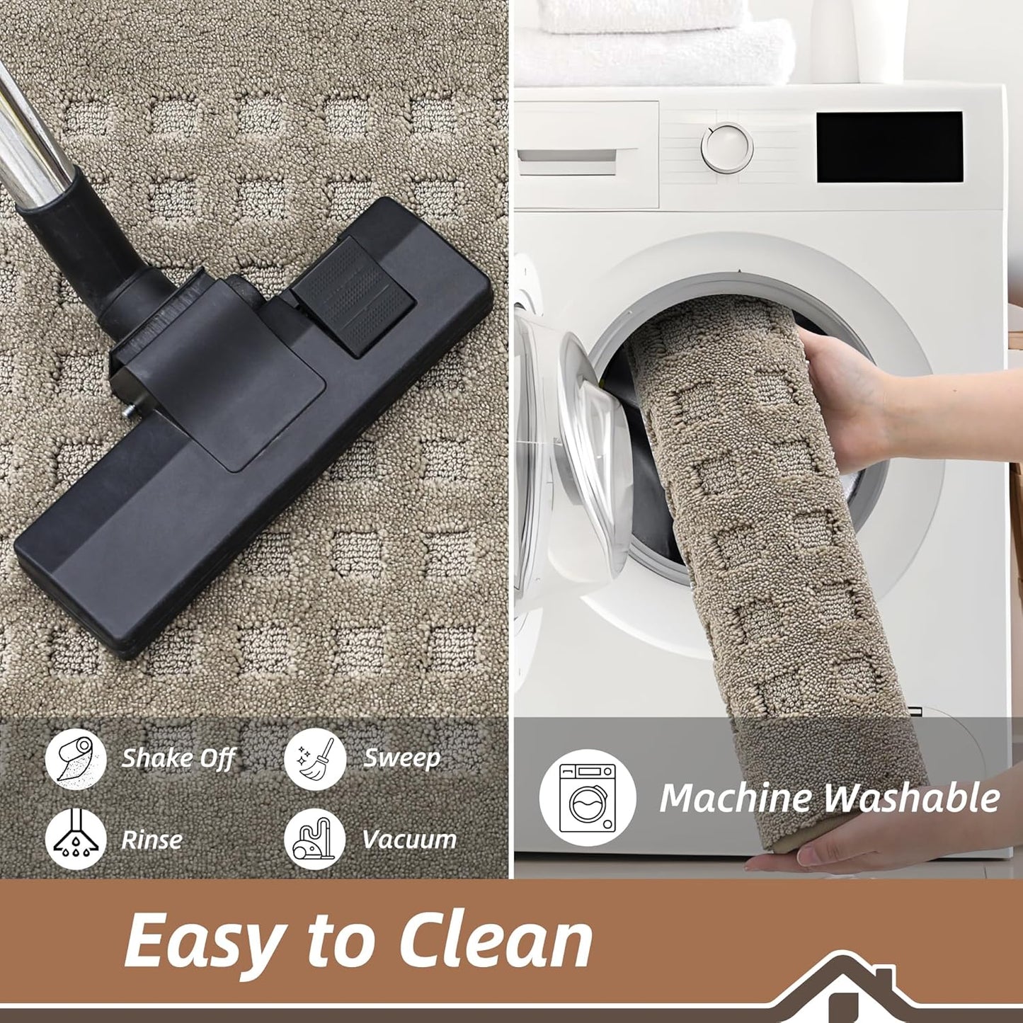 BEQHAUSE Waffle Door Mats Indoor 36"x60", Dog Mat for Muddy Paws Absorbent and Dirt Resist Floor Mats Non-Slip Washable Rugs for Entryway, Welcome Mat for Front Back Door, Muddy Wet Shoes, Beige