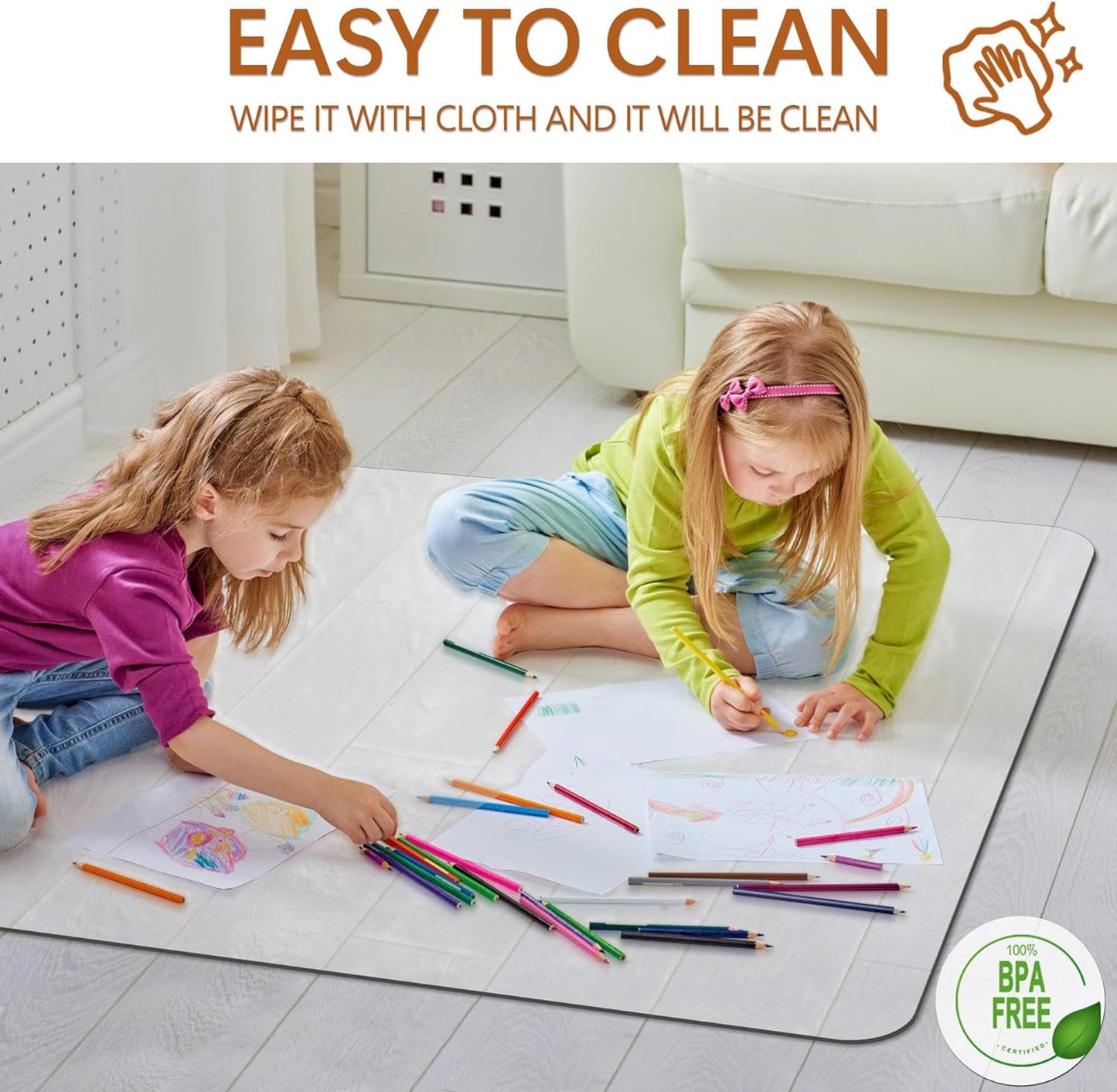 Office Chair Mat for Hardwood Floor- 35" x 35" Clear Desk Computer Chair Mat for Hard Wood/Tile Floors, Easy Glide Plastic Mat for Under Office Chairs on Hardwood for Work & Home
