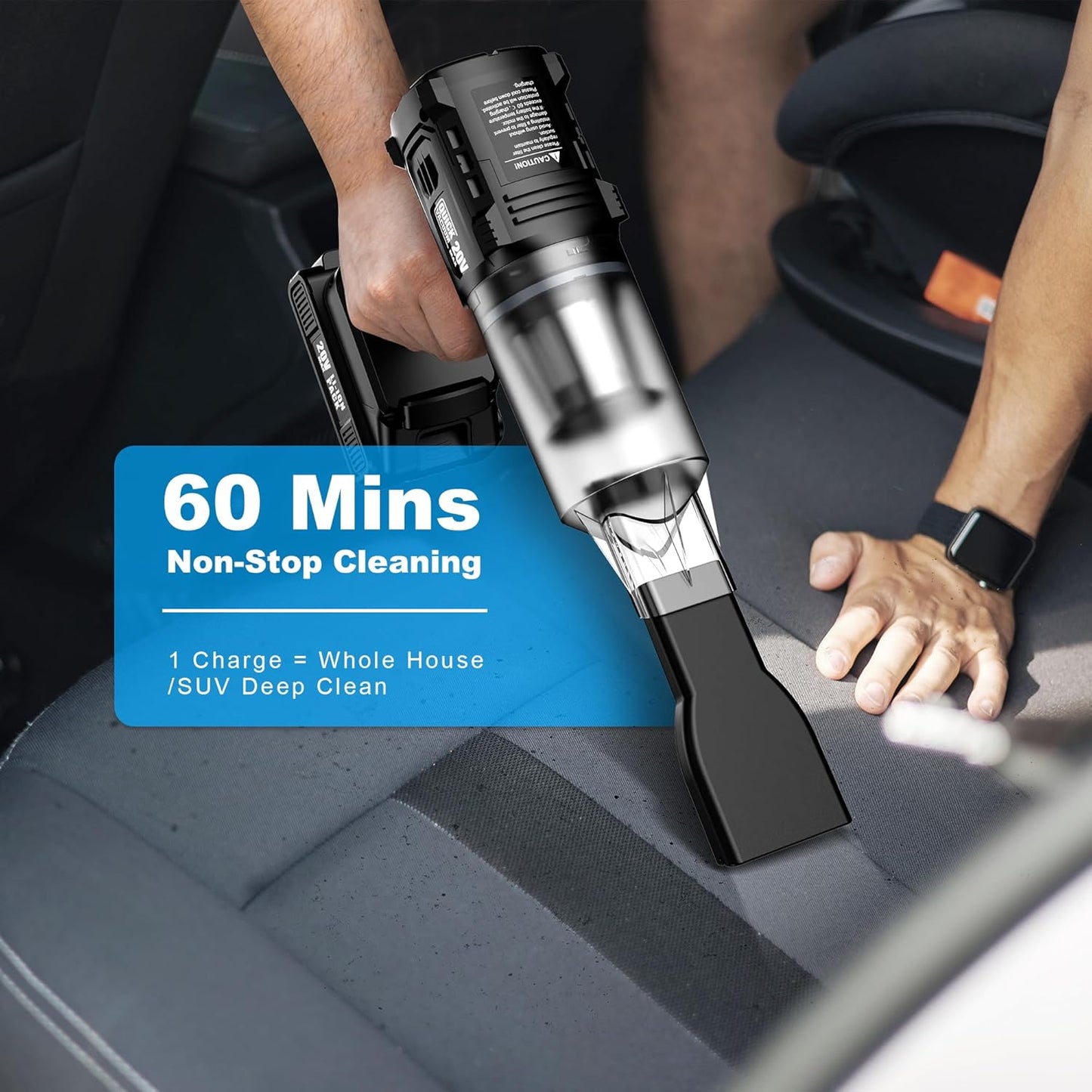 Handheld Vacuum Cleaner Cordless- 35000PA Strong Suction for Car & Home, Car Vacuum Portable Rechargeable Lightweight for Pet Hair with HEPA Filter, Quick Clean in Office/Desk/Couch (Black)