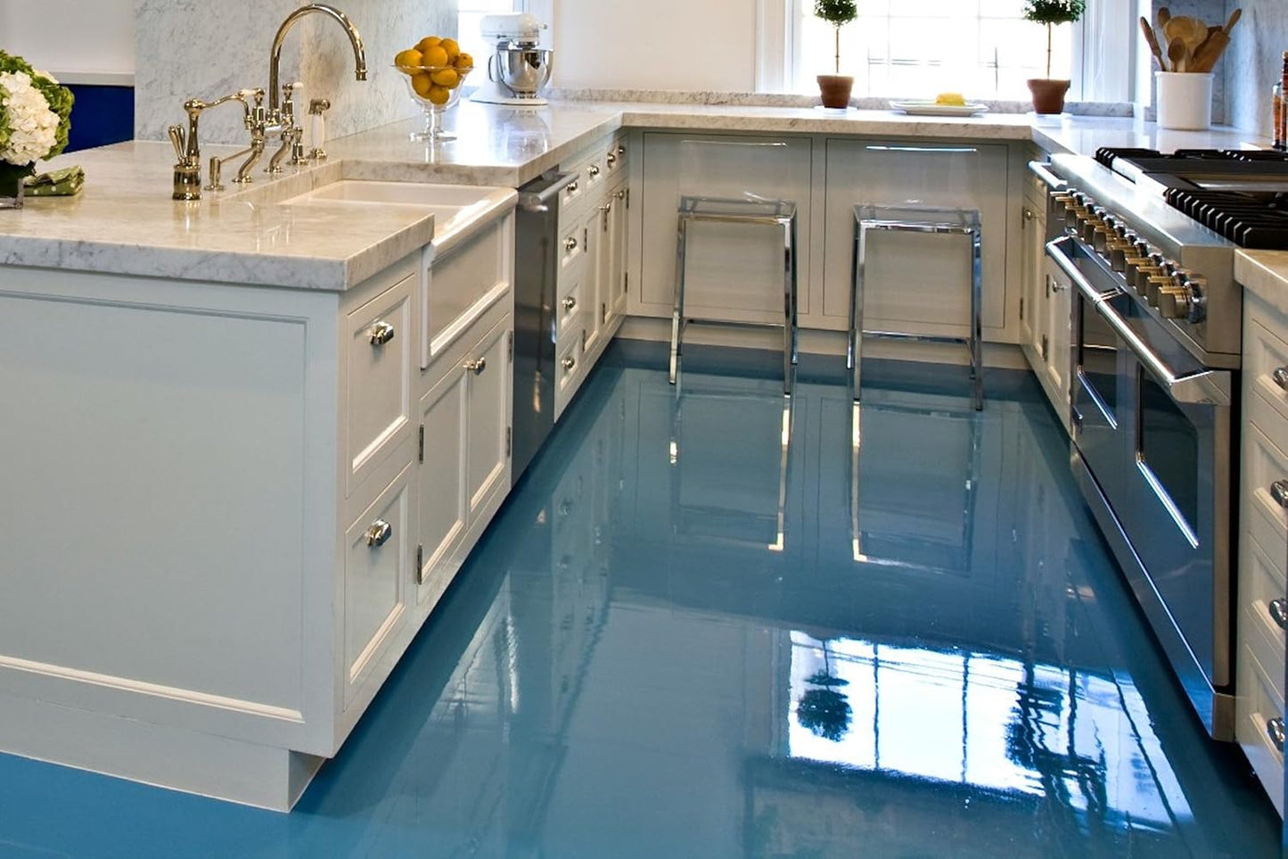 Coloredepoxies DB0001 Light Blue Epoxy Resin Coating Made with Beautiful and Vibrant Pigments, 100% solids, For Garage Floors, Basements, Concrete and Plywood. 3 Quart Kit