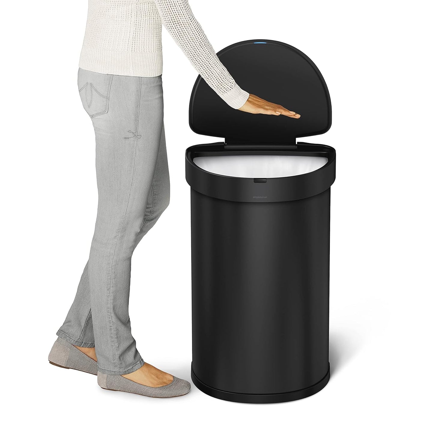 simplehuman 45L semi-Round Sensor can, Matte Black Steel