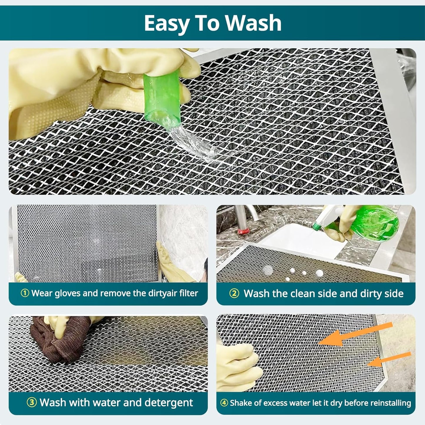 Torjim 16x25x1 MERV8 Washable & Reusable Electrostatic Air Filter - AC/HVAC Furnace Filter, Permanent, Easy Install