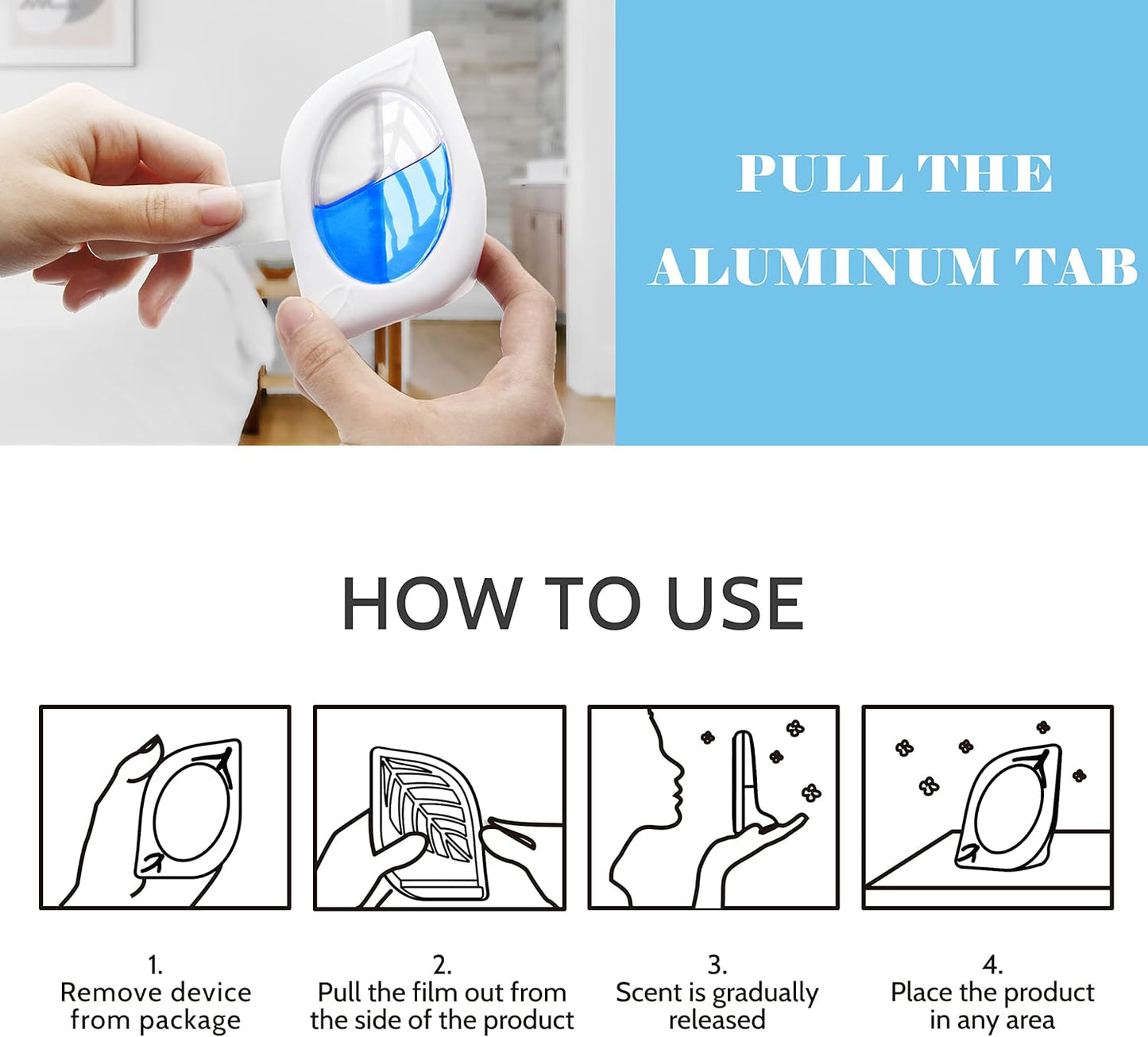 Air Deodorizer, 4 Pack, Ocean Scent, Odor Eliminator for Small Area Closets Bathroom Pets Strong Odor, Up to 120 Days