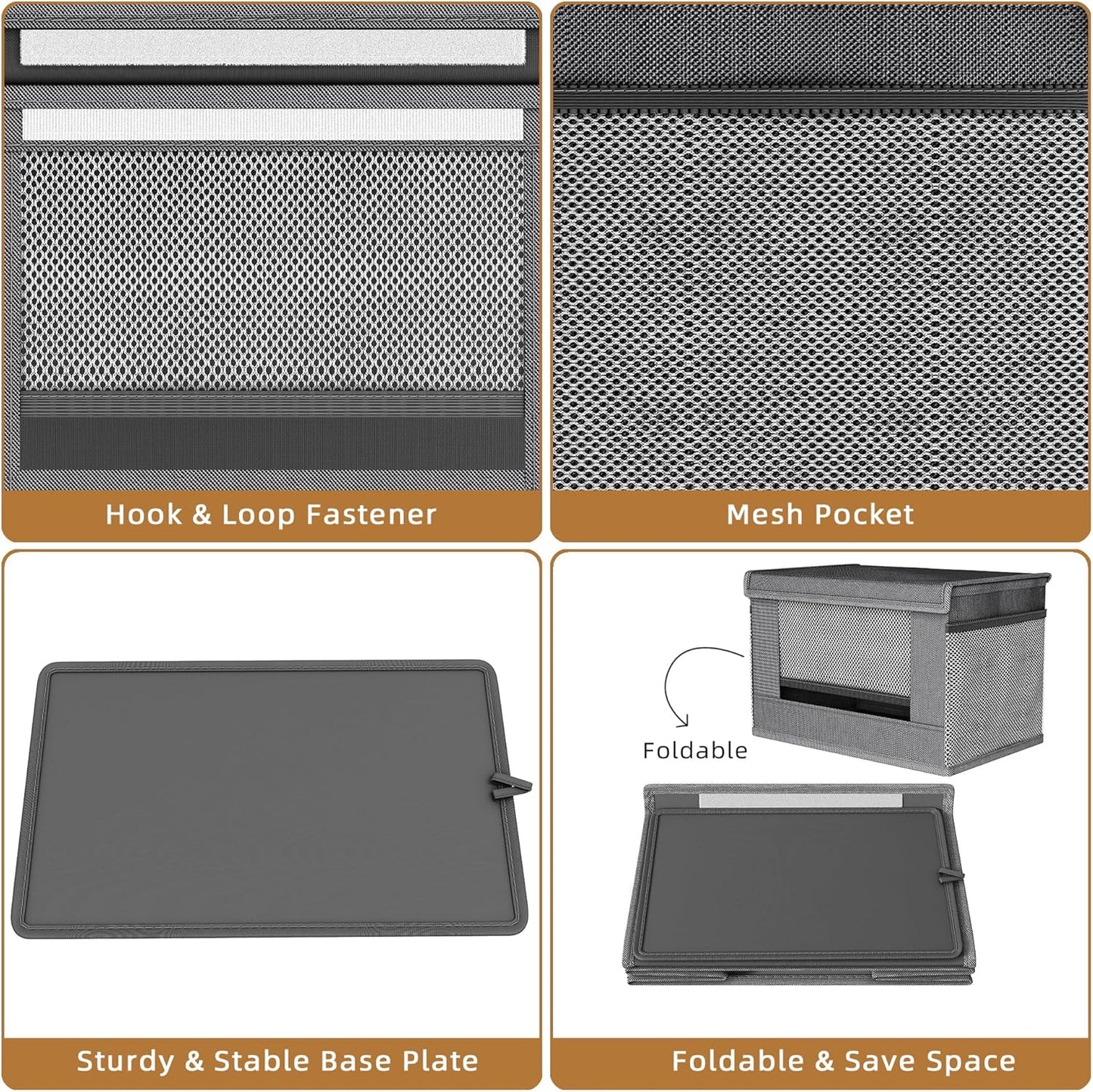 2 Pack Trash Bag Holder Dispenser, Oxford Cloth Garbage Bag Storage Organizer with Mesh Pockets, Foldable Kitchen Organizer Fits 13 Gallon Roll for Kitchen and Pantry(Small)