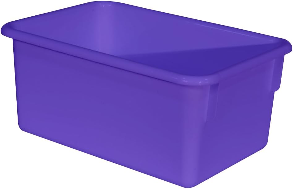 Wood Designs Cubby Storage Bin, Heavy Duty Plastic Containers for Kids Purple Cubby Tray Set of 12