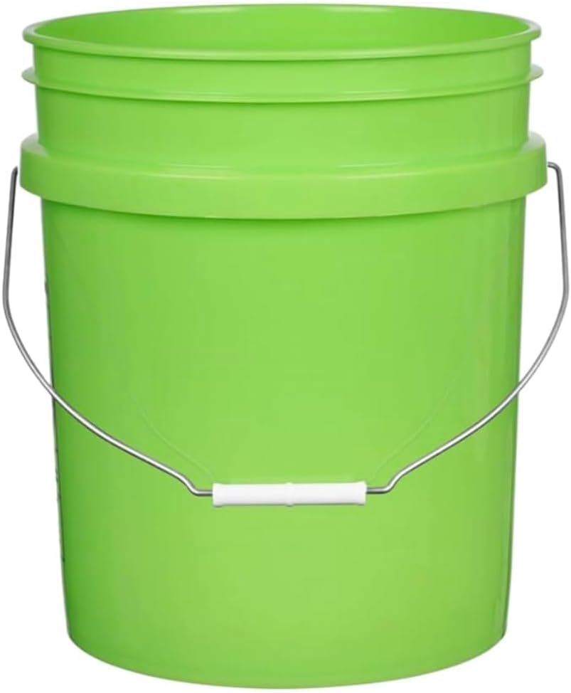 House Naturals 5 Gallon Premium HPDE Plastic Bucket - Made in USA Food Grade Storage Container, BPA Free All Purpose Pail (4, Lime)