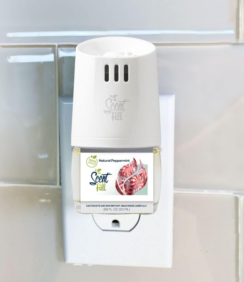 Scent Fill 100% Natural Peppermint Plug in Air Freshener, 4 Scented Oil Refills