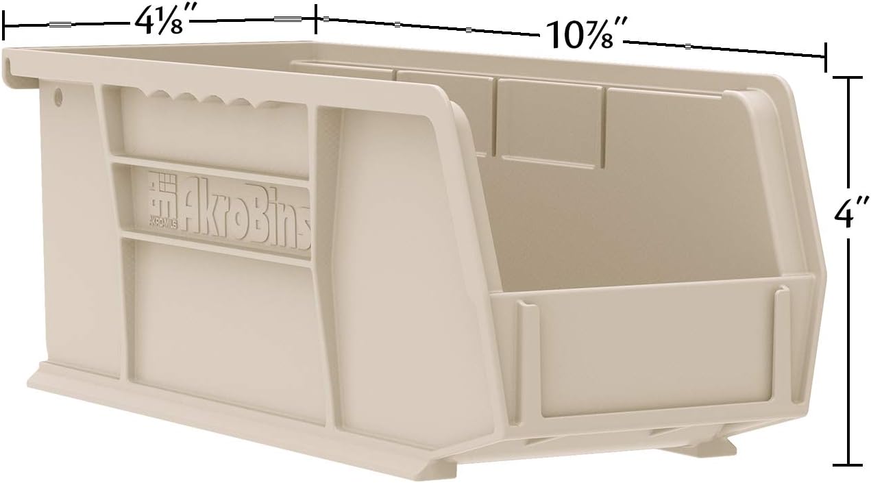 Akro-Mils 30224 AkroBins Plastic Storage Bins, Space-Saving Stackable Bins for Garage, Pantry, Craft Organization, 11" L x 4" W x 4" H, Yellow, 12-Pack