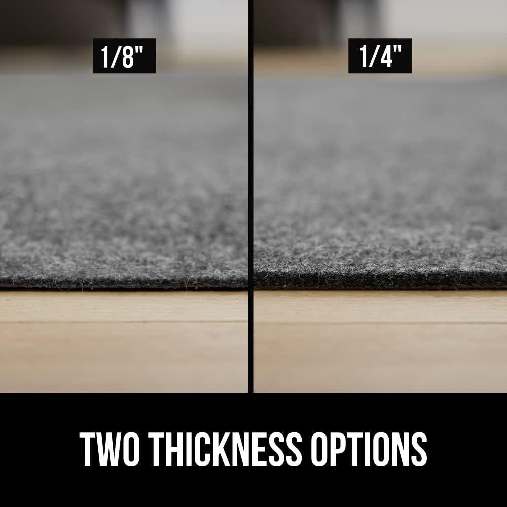 GORILLA GRIP Felt and Natural Rubber Stay in Place Slip Resistant Rug Pad, 1/8in Thick, 5x8 FT Protective Padding Under Area Rugs, Cushioned Gripper Pads, Carpet Runners, Hardwood Floors Protection