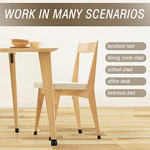 BUMACO Chair Leg Floor Protectors Square Chair Leg Protectors for Hardwood Floors 20Pcs Silicone Covers to Protect Floors Square (Black-L Fit 1-1/16" to 1-5/8")