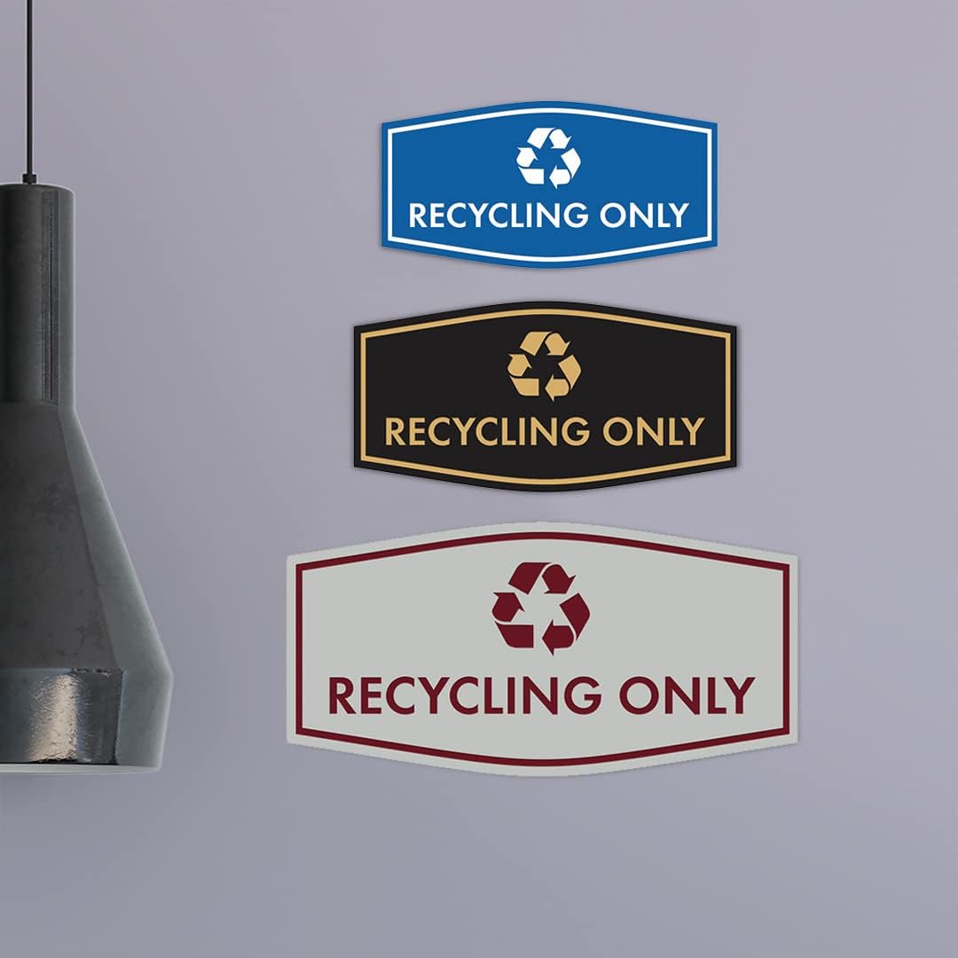 Fancy Recycling Only Sign (Navy Blue/White) - Large
