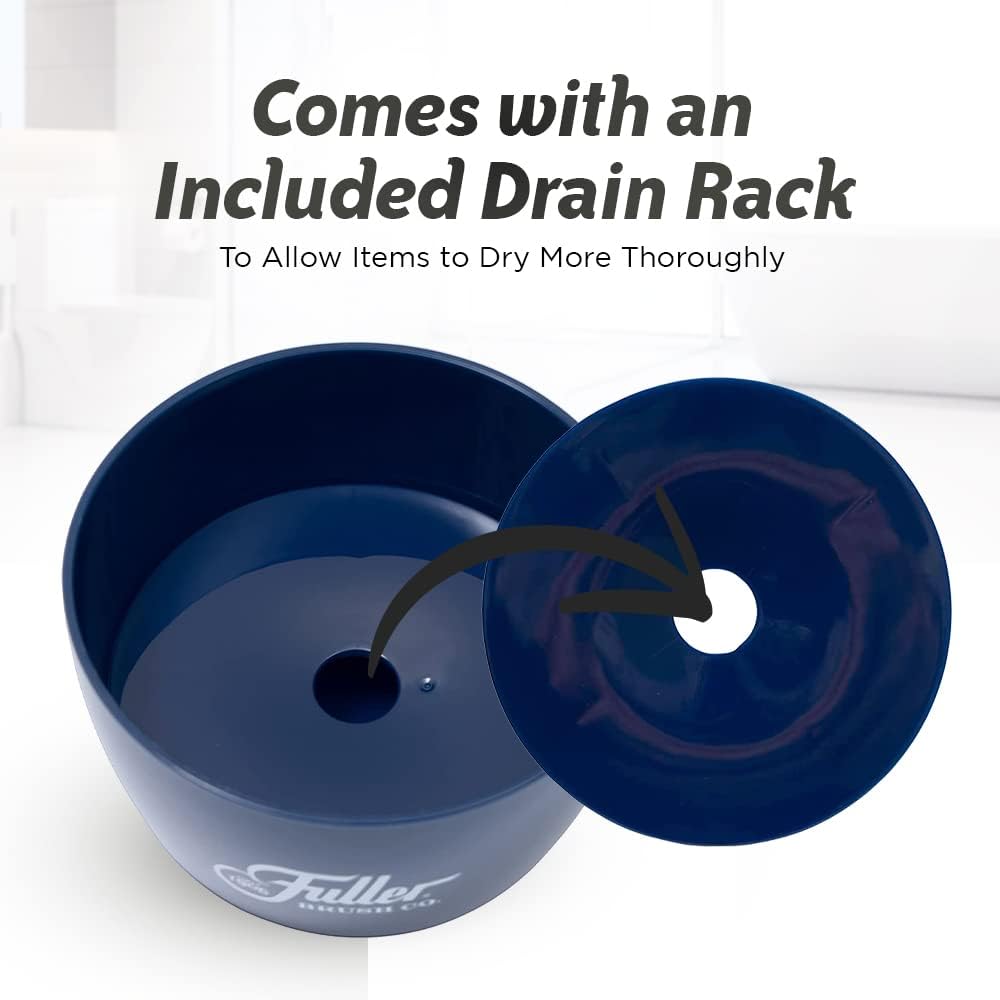 Fuller Brush Handy Holder with Drain Rack – Small Sink Caddy for Organizing Cleaning Sponges & Tools – Removable Drain Tray, Dishwasher Safe – Red