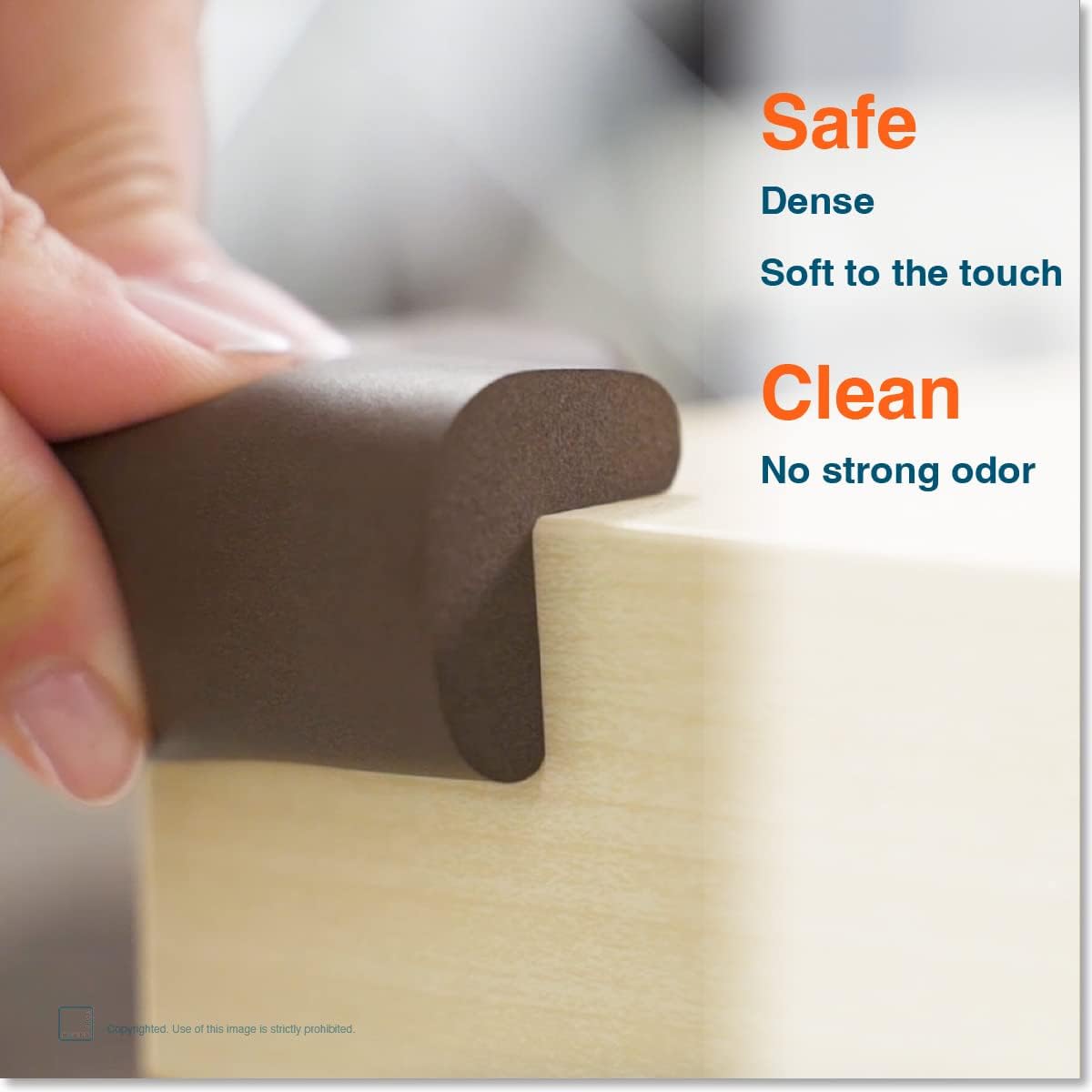 Roving Cove HeftyFit Corner Protector for Baby (8 Large Corners), Heavy-Duty Soft Rubber Foam Furniture Corner Bumper Guards, 3M Adhesive Pre-Taped, Coffee Brown
