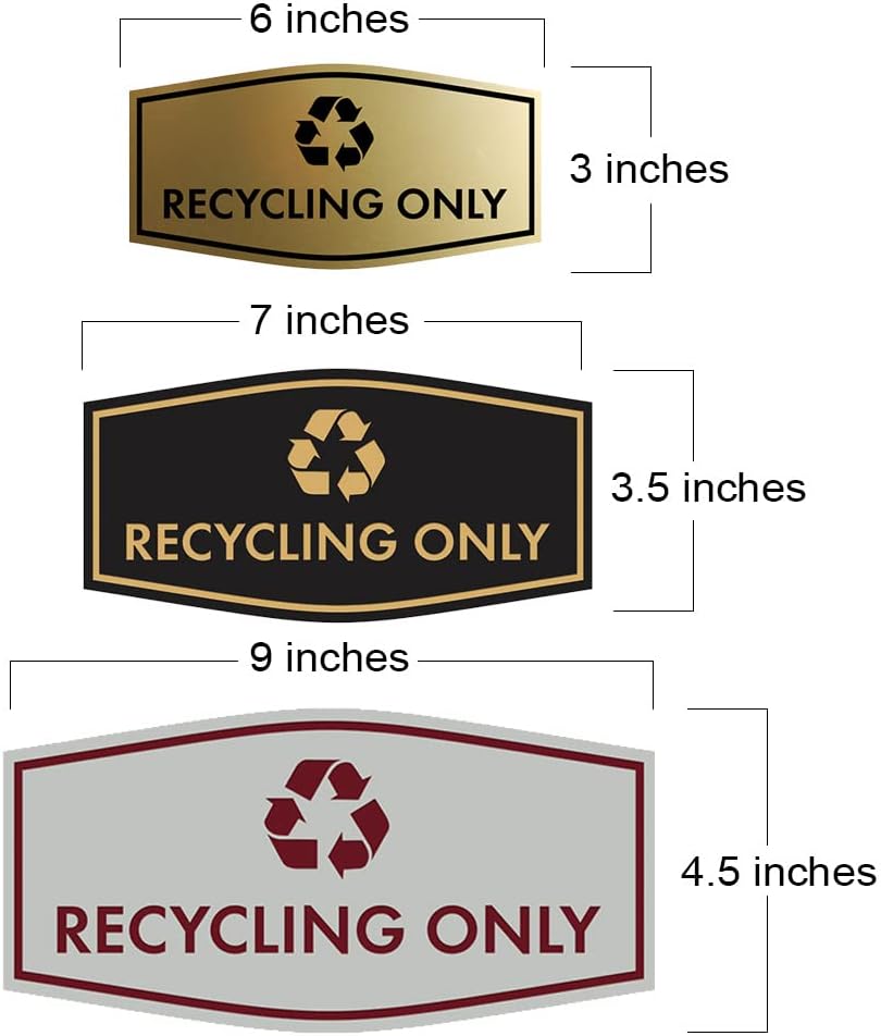 Fancy Recycling Only Sign (White/Red) - Small