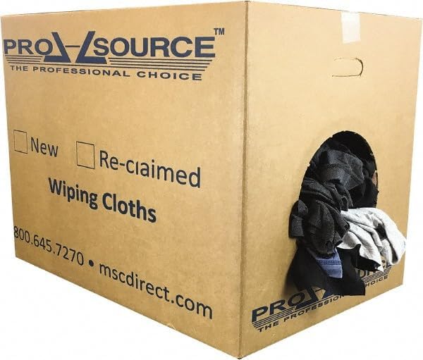 PRO SOURCE Low Lint Reclaimed Cotton Shop Rags, Washable Reusable Disposable (50 lb Box)