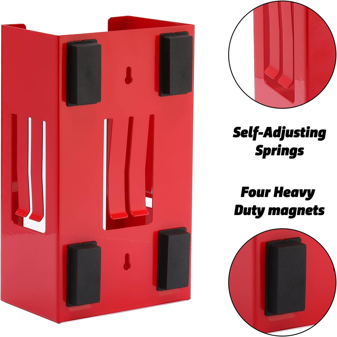AIRTOON 2PCS Magnetic Glove Dispenser, Disposable Gloves Box Holder, Glove Holder for Wall Mount, Magnetic Glove Box Holder, Red and Black
