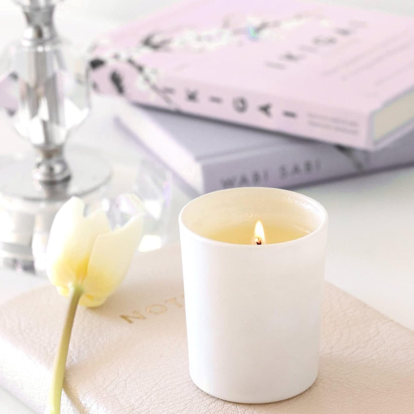 Thick Candle Jars for Making Candles 12 Pcs, 7 OZ Empty Jars with Wood Lids for Candle Making, Sample Container, Matte White