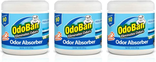 OdoBan Solid Odor Absorber Eliminator for Home and Small Spaces, Fresh Linen Scent, 14 Ounces Each, 3-Pack