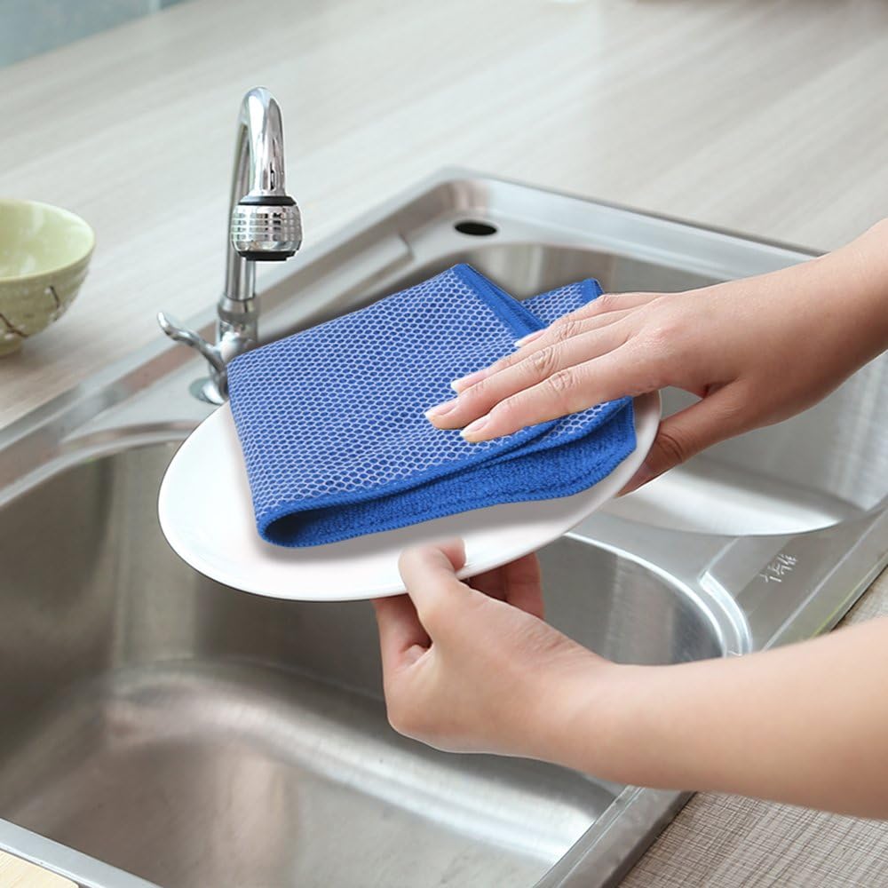 KinHwa Kitchen Washcloths for Dishes Absorbent Microfiber Dish Cloths Quick Dry Dish Rags with Poly Scour Scrub Side Ideal for Kitchen Cleaning (Multicolor, 12inchx12inch 9 Pack)