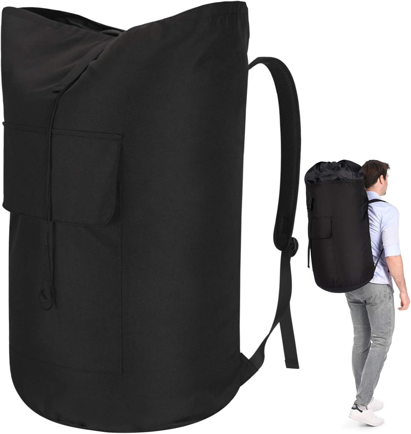 Backpack Laundry Bag, 115L Heavy Duty Extra Large College Laundry Backpack, Dirty Clothes Bag with Shoulder Straps, Laundry Hamper Bag with Drawstring Closure for College Dorm, Apartment, Laundromat