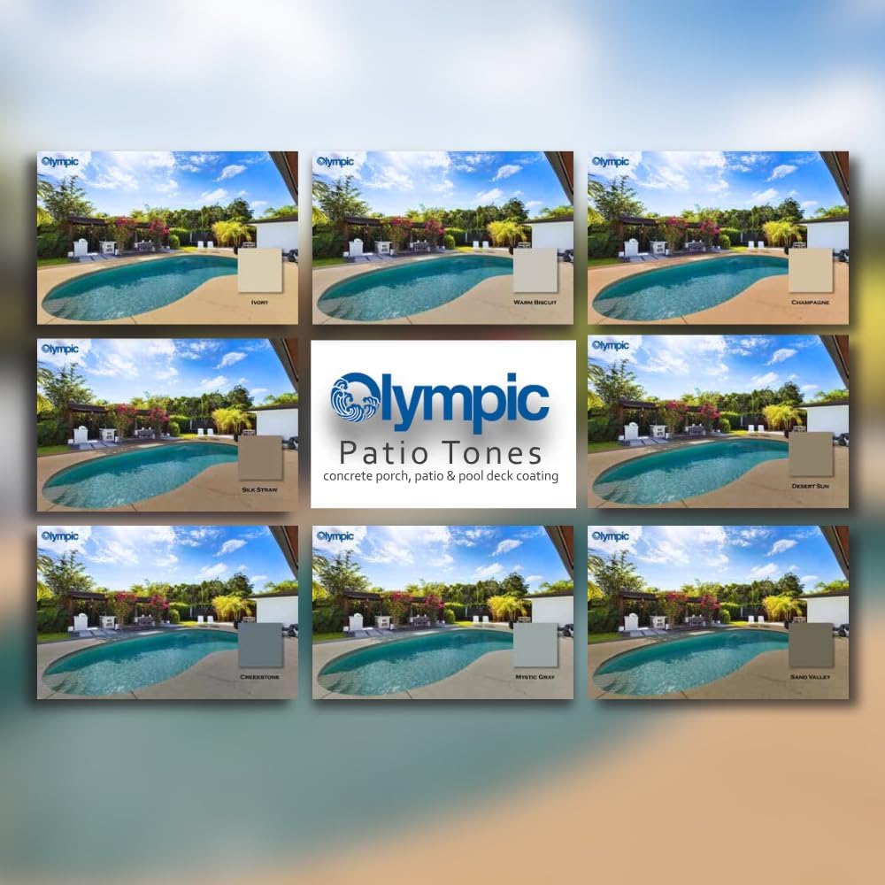 Olympic Patio Tones - Creekstone - 1 Gallon - Non-slip acrylic deck and patio coating, concrete restorer.