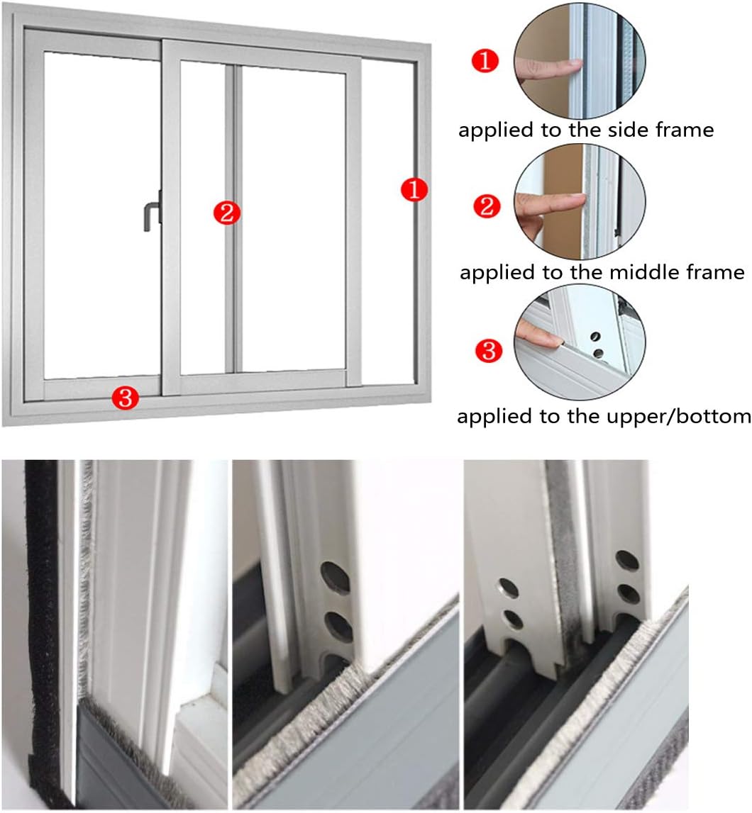 Weather Stripping Brush for Sliding Windows/Doors Frame Side,Pile Self Adhesive Weatherstrip Seal Strip Sealer Draft Stoppers (33ft x11/32 Backing x 11/32 Brush inch, White)