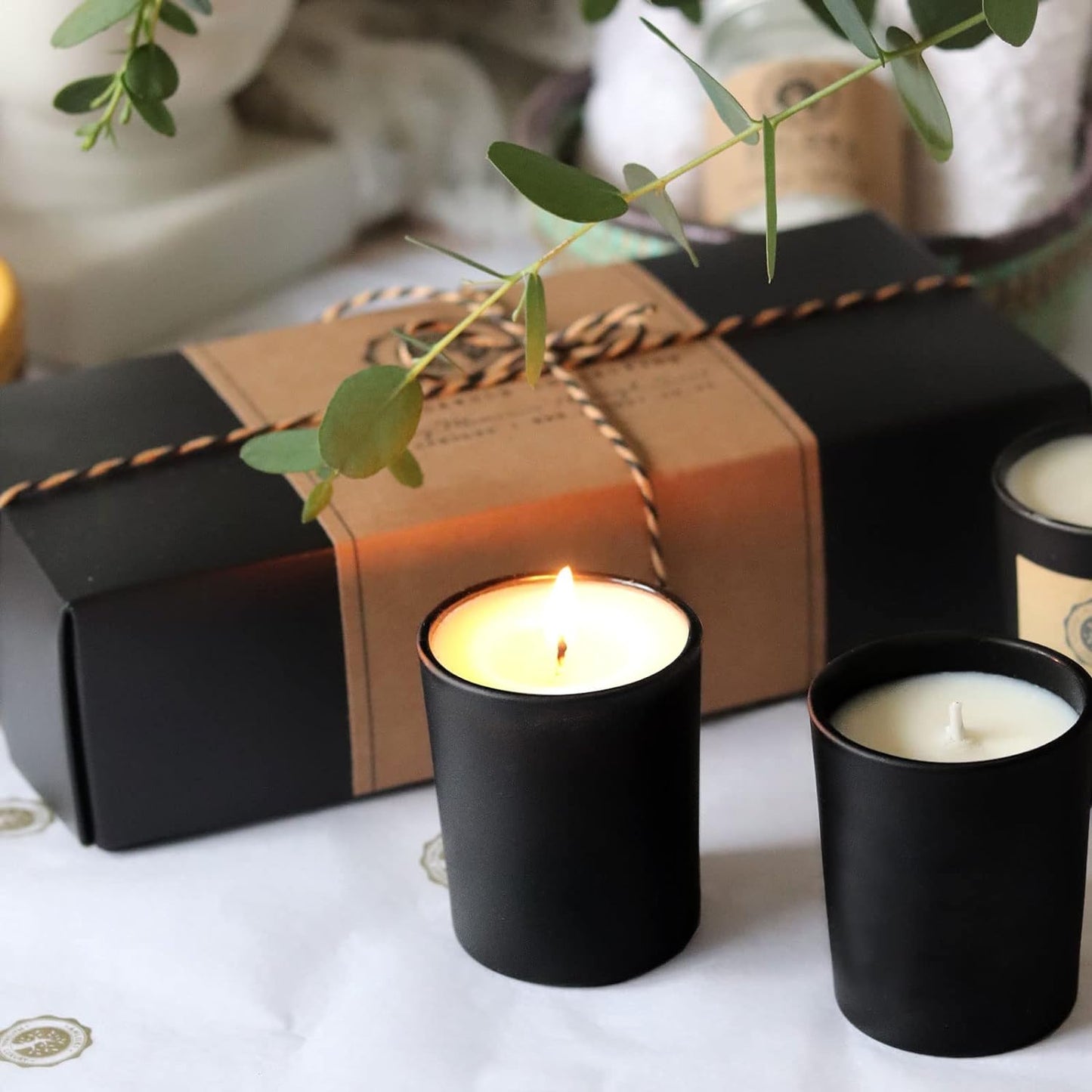 Thick Candle Jars for Making Candles 12 Pcs, 7 OZ Empty Jars with Wood Lids for Candle Making, Sample Container, Matte Black