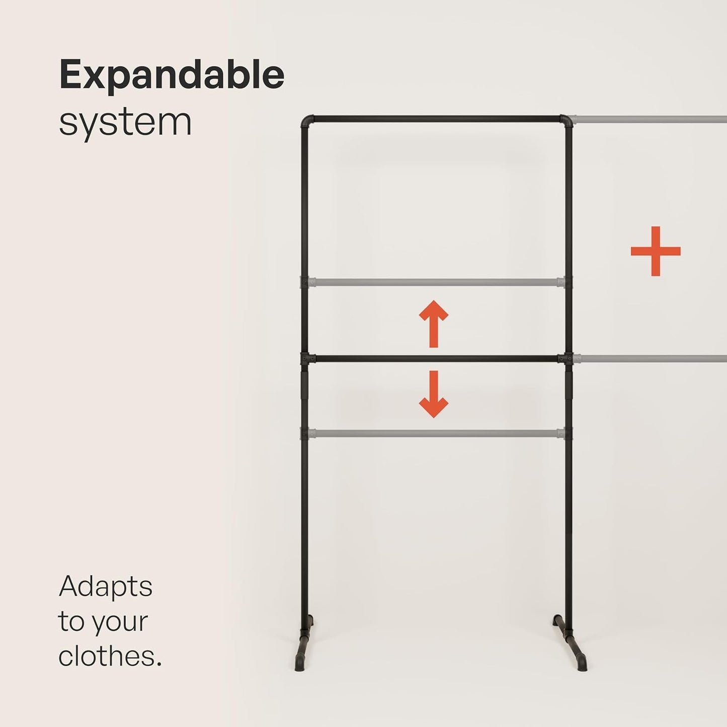 pamo Industrial Pipe Clothing Rack with Shelf - 130 lbs Capacity - Free Standing Clothes Rack and Walk In Closet for Wardrobe