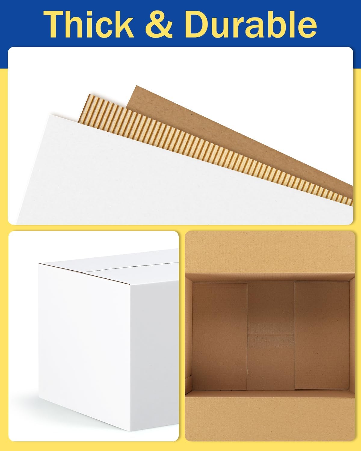 Assorted-Sizes-Shipping-Boxes-45-Pack: 6x4x4 & 8x6x4 & 9x6x4 Small-Shipping-Boxes-Mailers, White Corrugated-Cardboard-Boxes-for-Packing-Small-Business Mailing