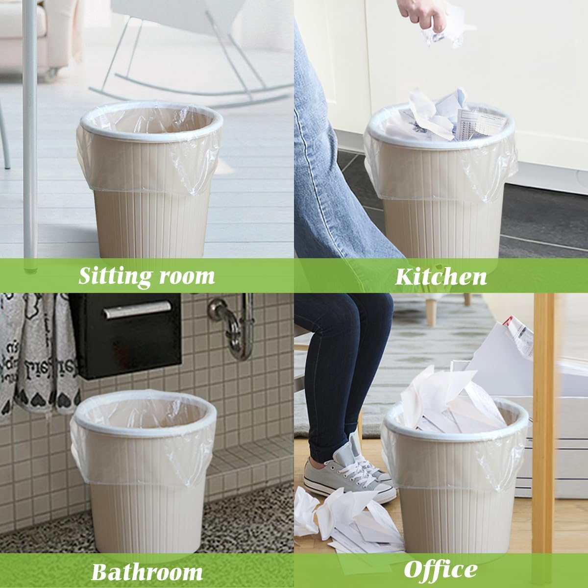 Teivio 3 Gallon 150 Counts Strong Trash Bags Garbage Bags, Bathroom Trash Can Bin Liners, Small Plastic Bags for Home Office Kitchen Kitchen, Clear