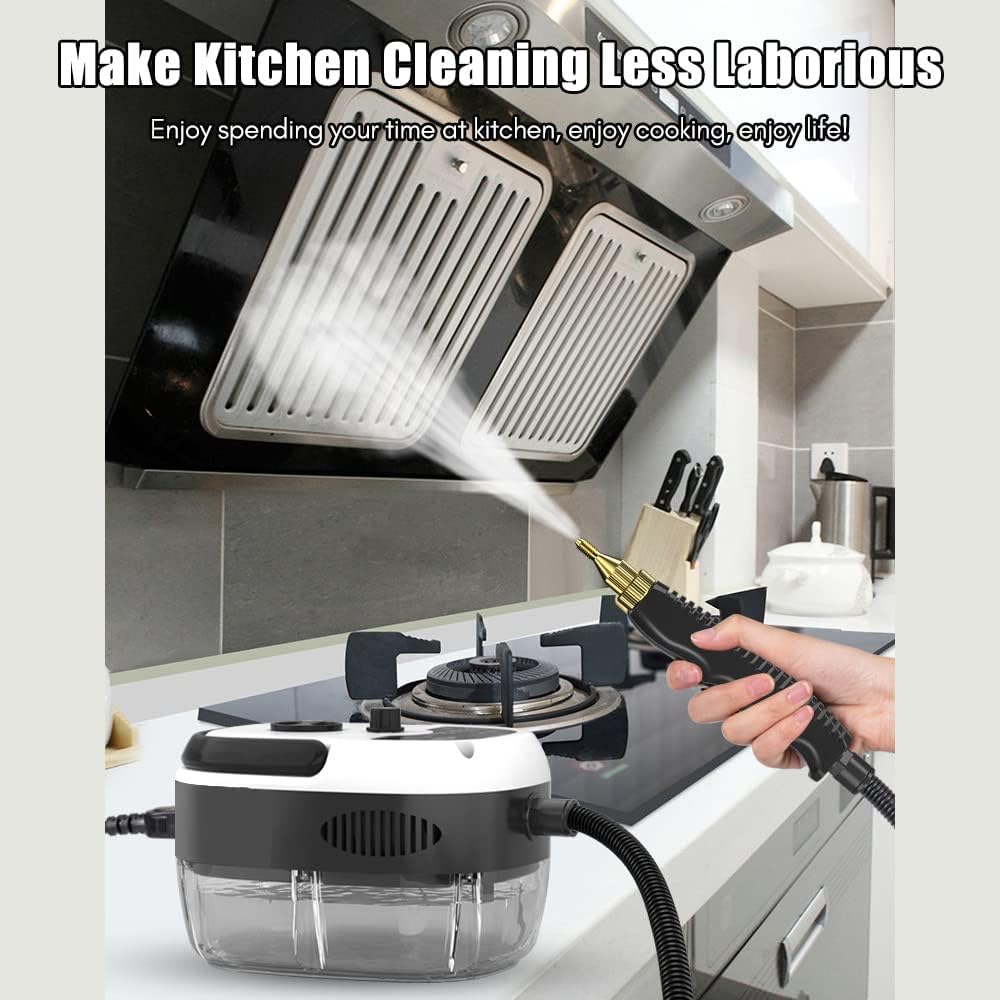Decdeal Steam Cleaner - 2500W High Temperature Pressurized Handheld Steam Cleaning Machine with Brush Heads and Gloves, for Car Floors Kitchen Furniture Bathroom Windows