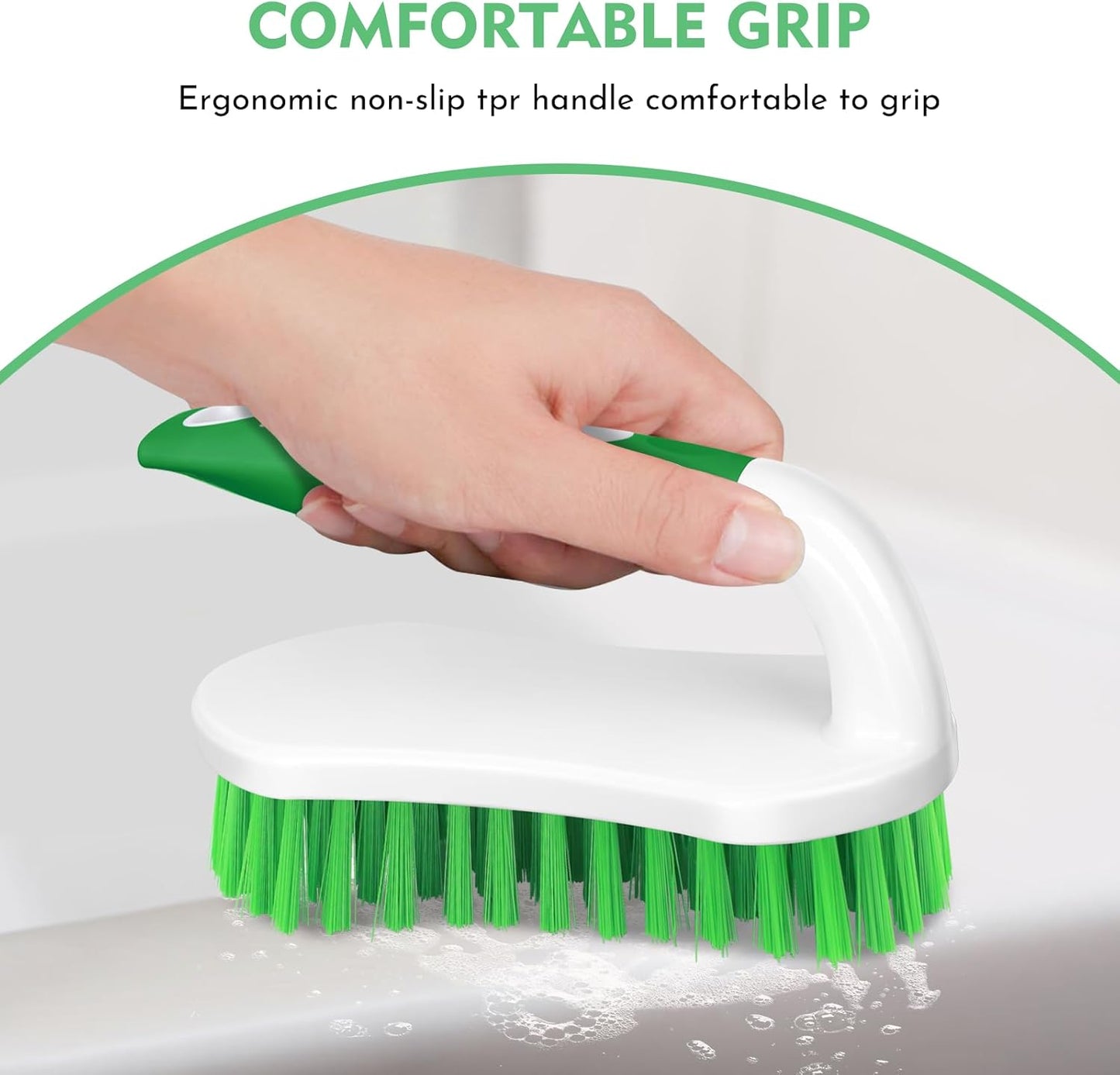 SetSail Scrub Brush, Heavy-Duty Scrub Brushes for Cleaning with Stiff Bristles Cleaning Brush for Shower, Bathroom, Carpet, Kitchen and Bathtub Scrubber - 3 Pack, Green
