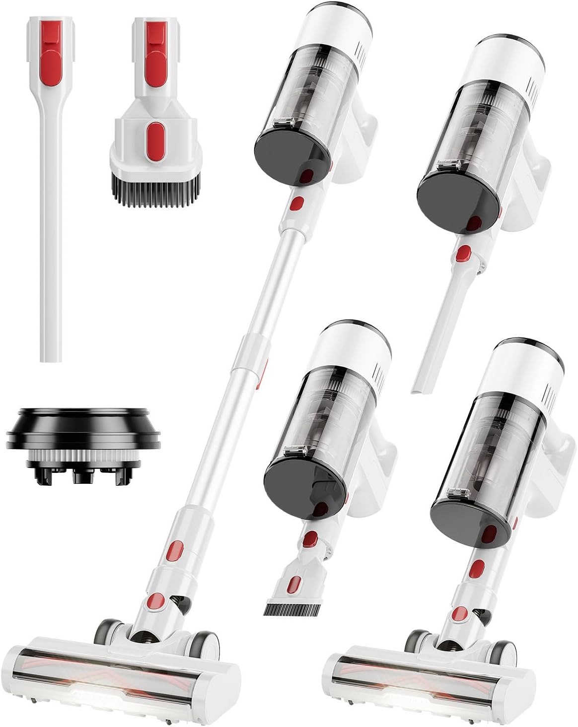 Vacuum Cleaners for Home, Cordless Vacuum Cleaners, 550W 45KPA Stick Handheld Vacuum with Rechargeable Battery, Up to 60 Mins Runtime Household Vac, for Carpet, Hardwood, Pet Hair (White)